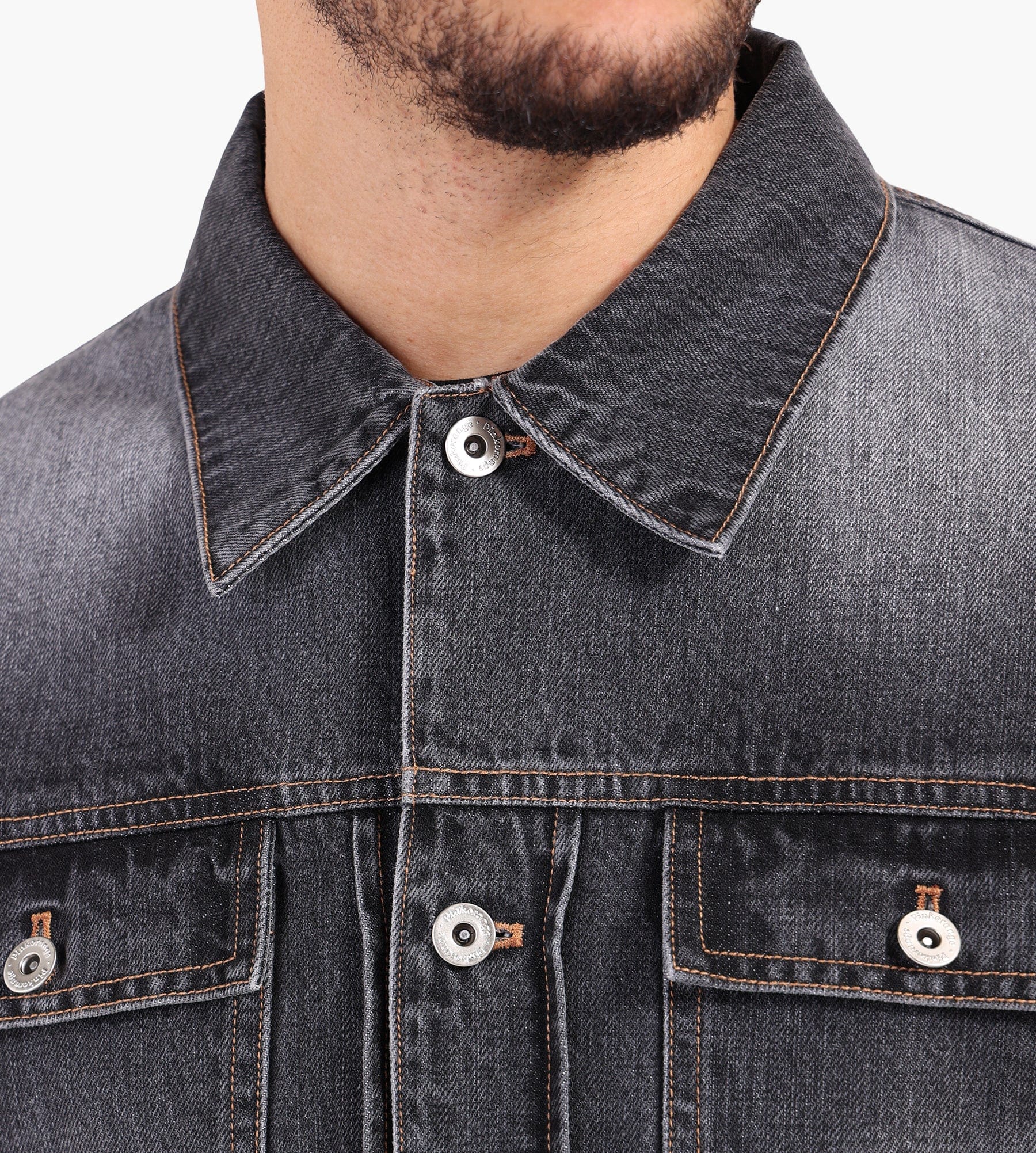 Pinkorange Stonewashed Denim Jacket Grey
