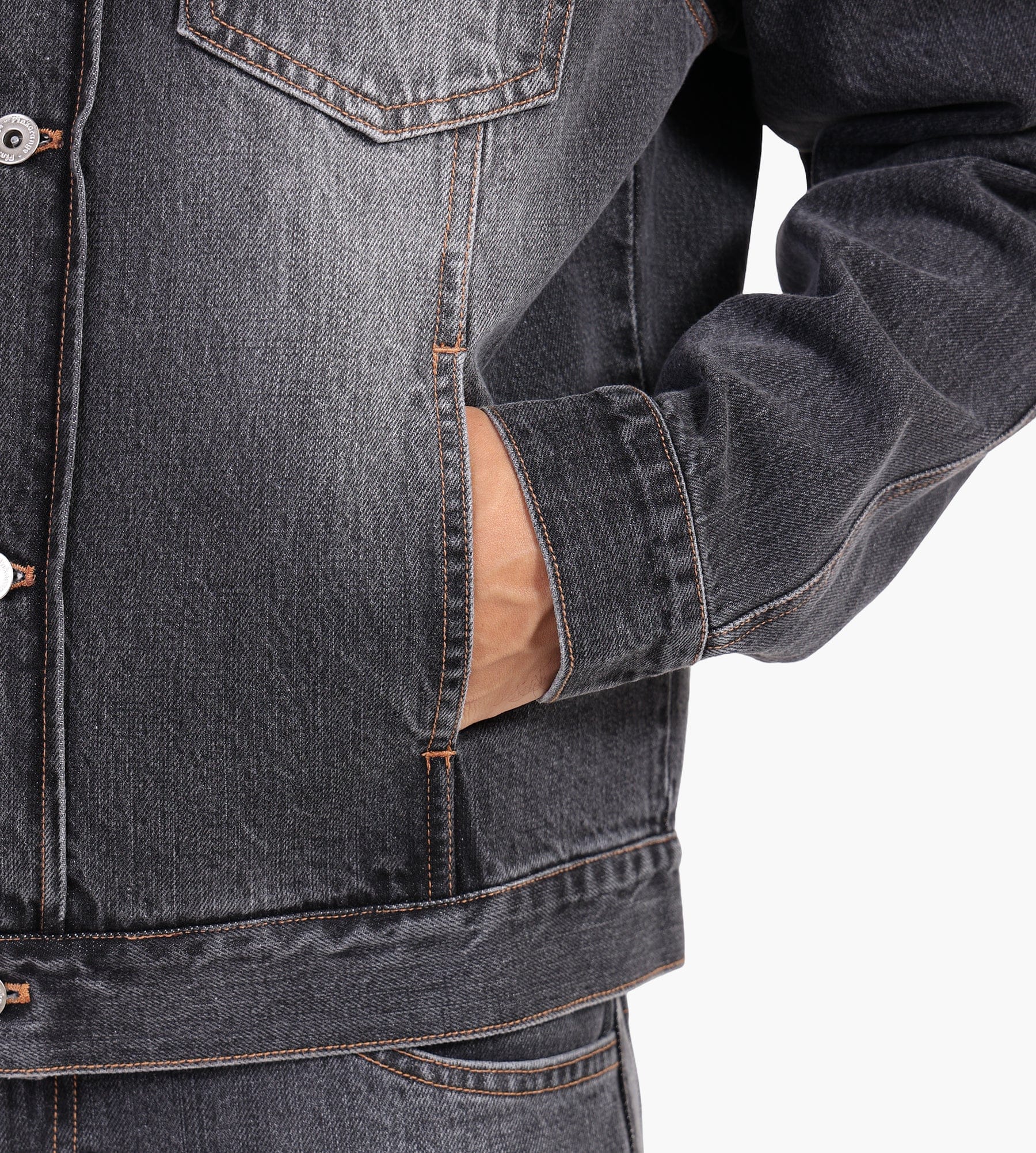 Pinkorange Stonewashed Denim Jacket Grey