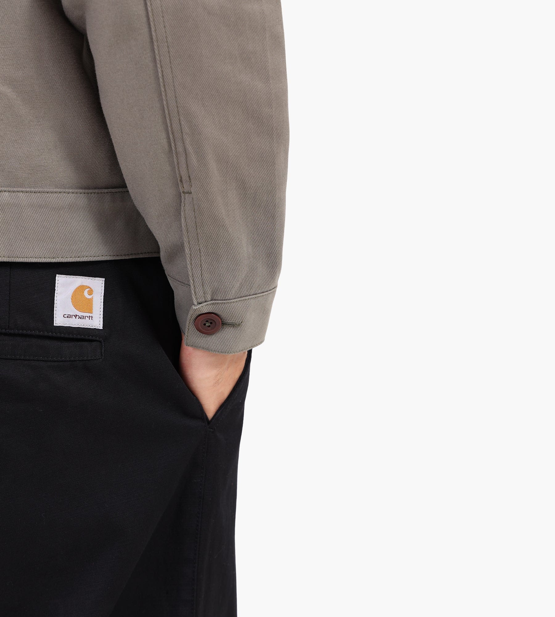 Café-Mountain Reverse Panel Workers Jacket Washed Moss