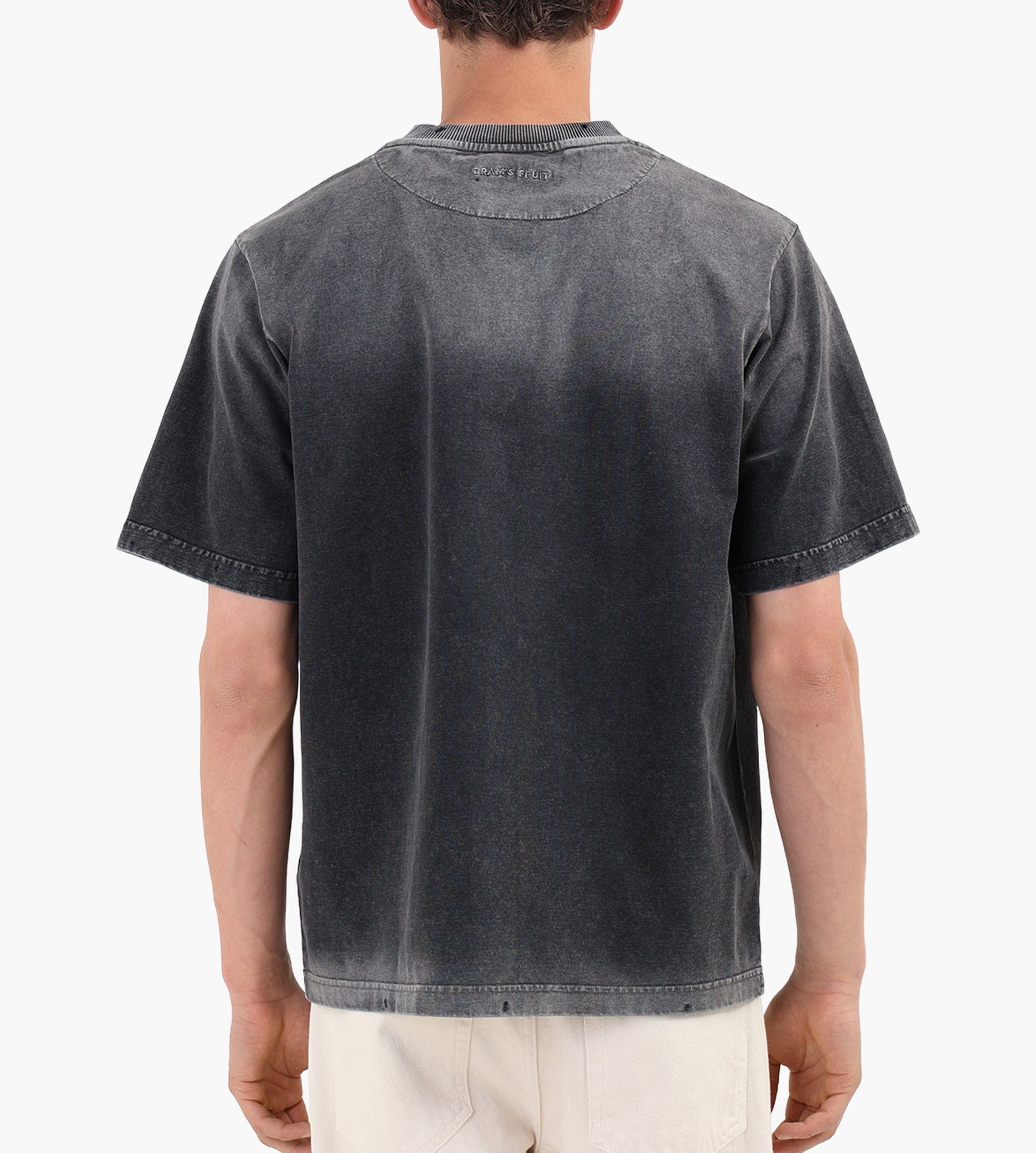 Bram's Fruit Distressed Script Logo T-shirt Shadow Black