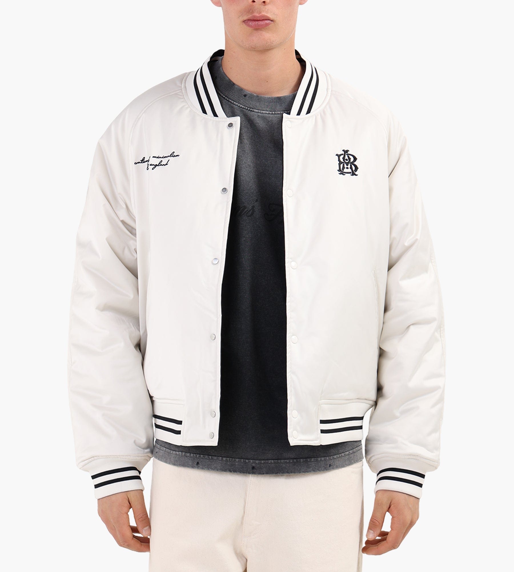 about:blank Satin Jacket Polyester Black Ecru