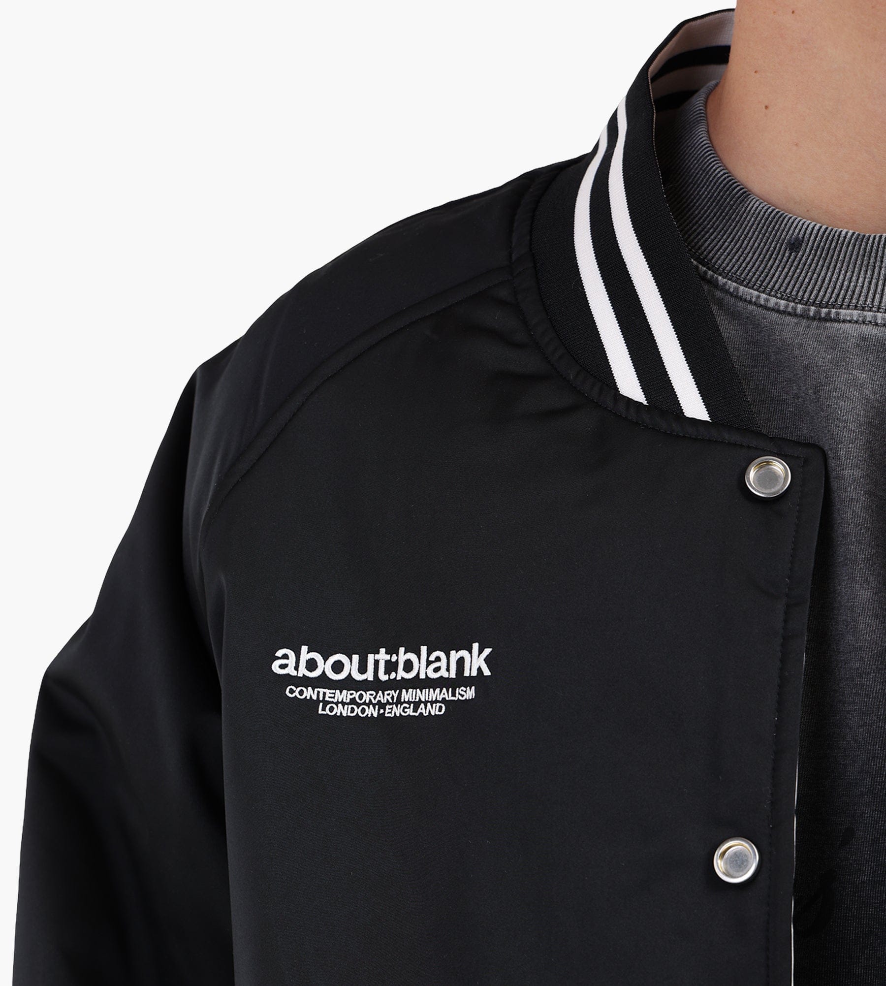 about:blank Satin Jacket Polyester Black Ecru