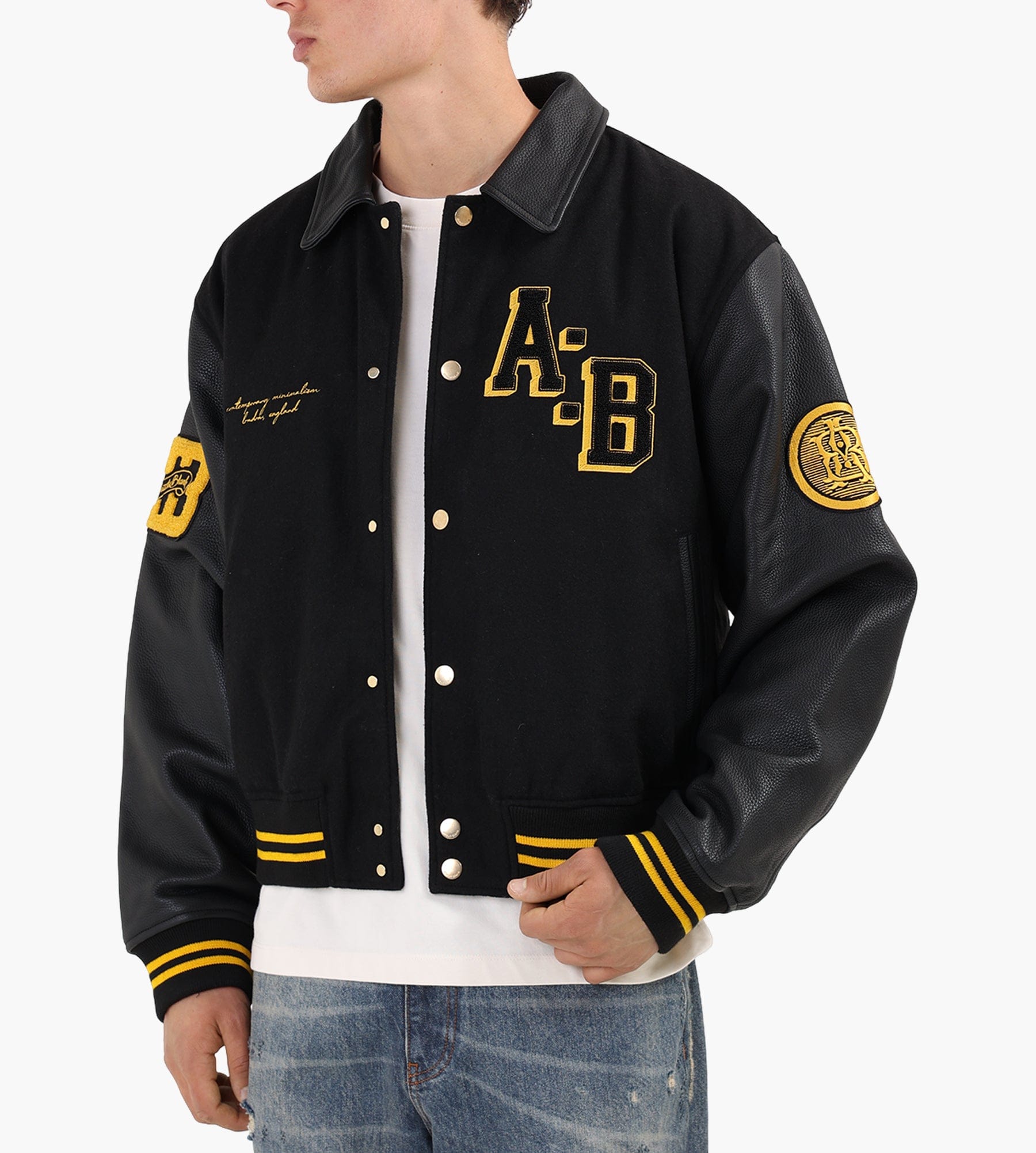 about:blank Letterman Jacket Wool Black