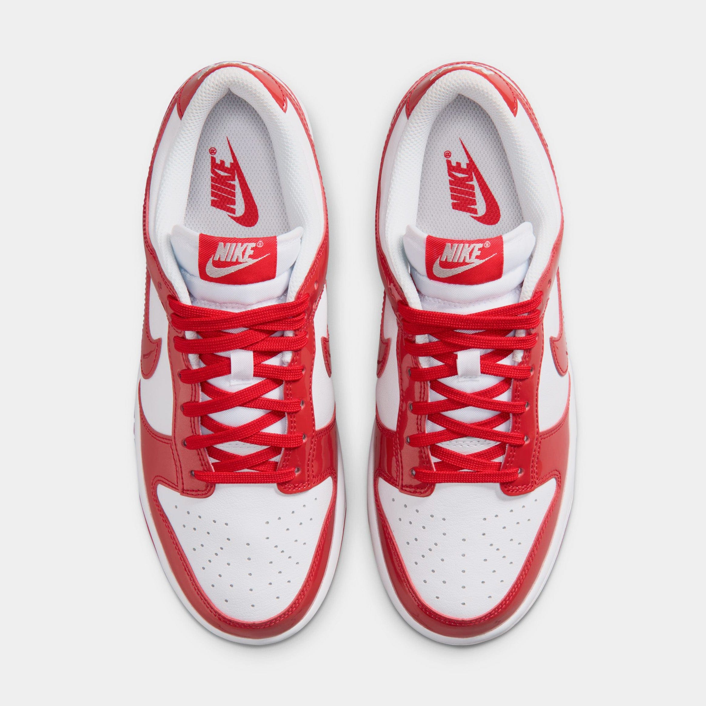 Nike Dunk Low SE Patent Leather Mens Lifestyle Shoes (White/University Red)