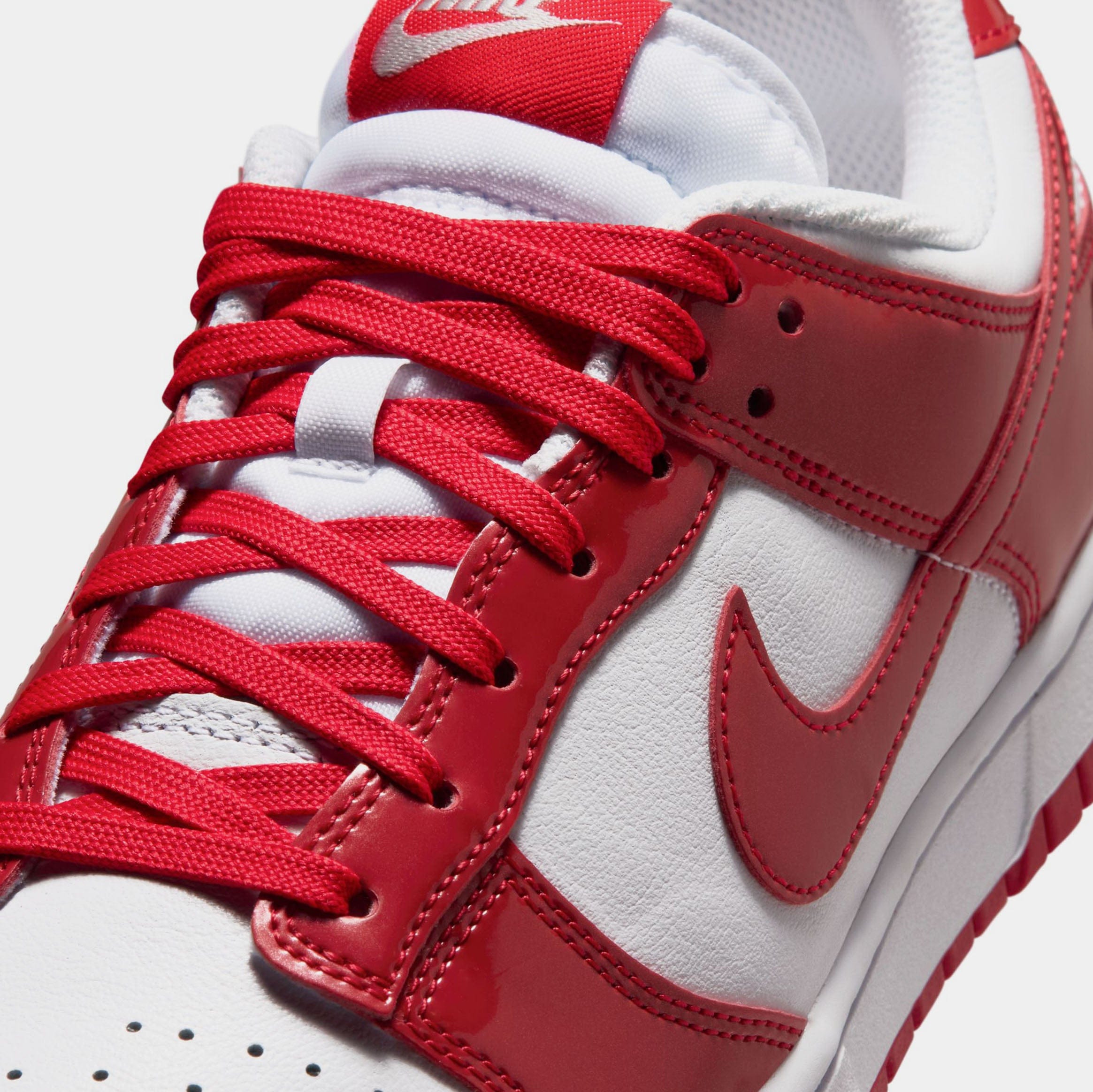 Nike Dunk Low SE Patent Leather Mens Lifestyle Shoes (White/University Red)