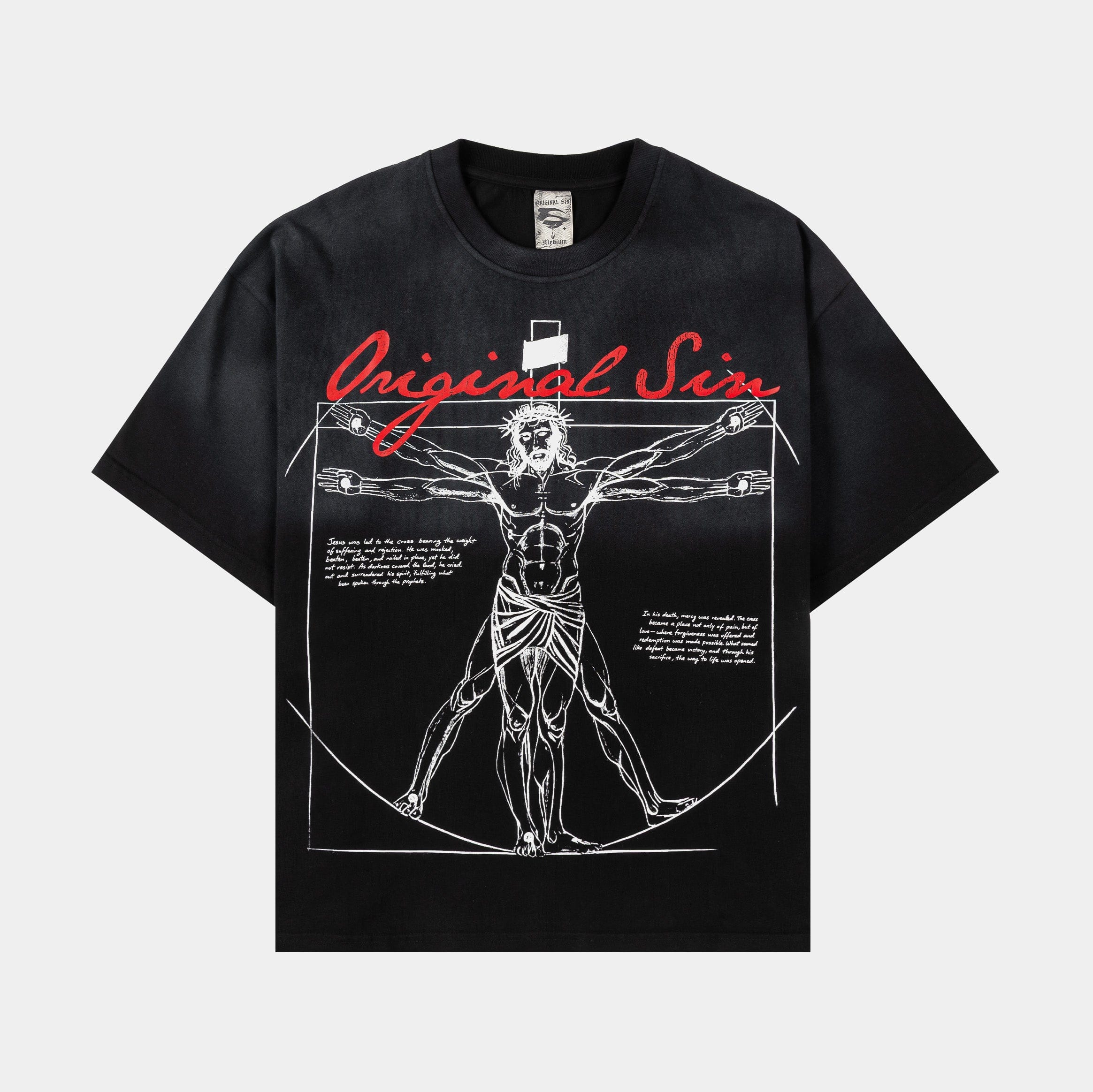 ORIGINAL SIN Crucifix Washed Mens Short Sleeve Shirt (Black)