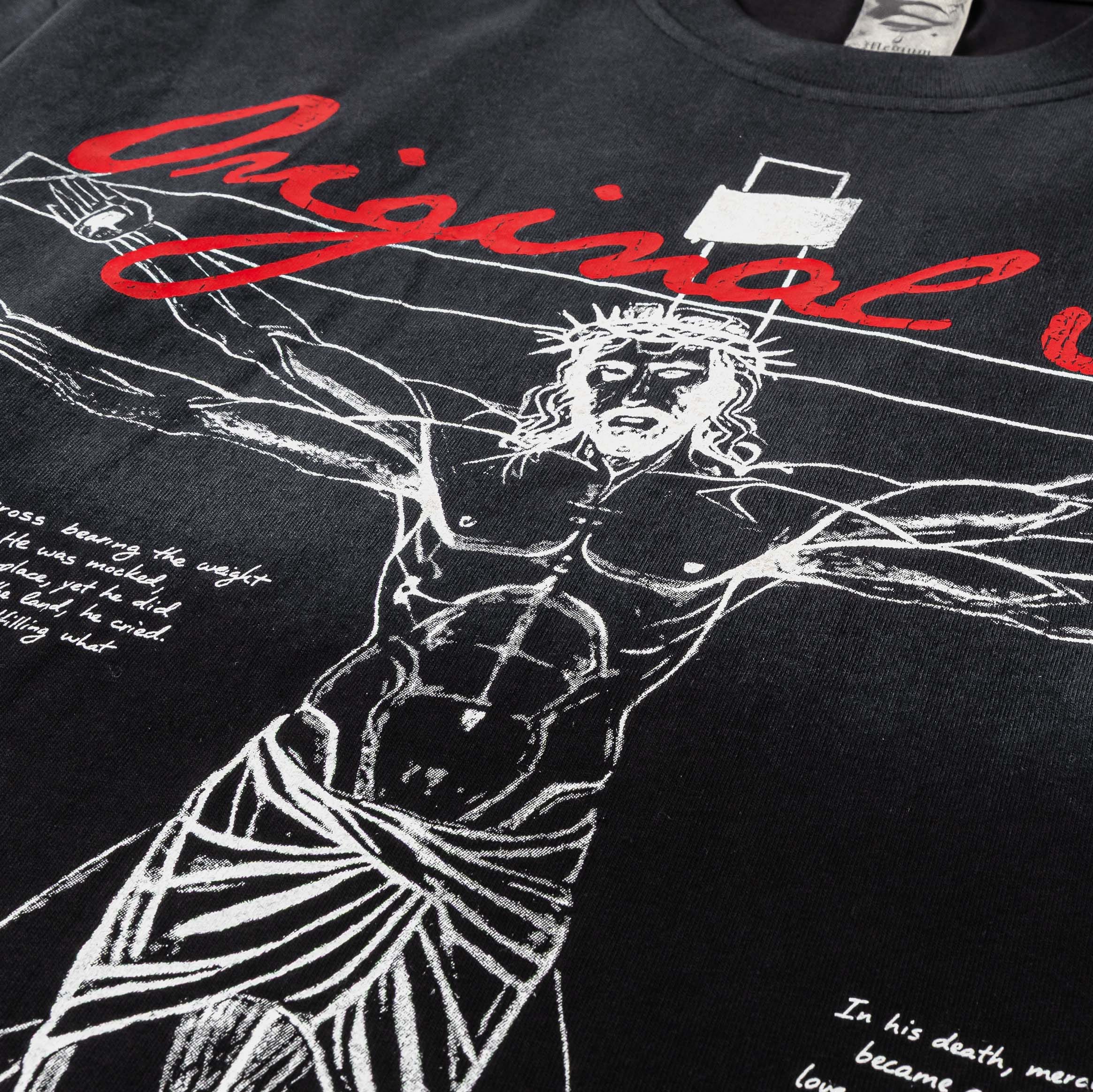 ORIGINAL SIN Crucifix Washed Mens Short Sleeve Shirt (Black)