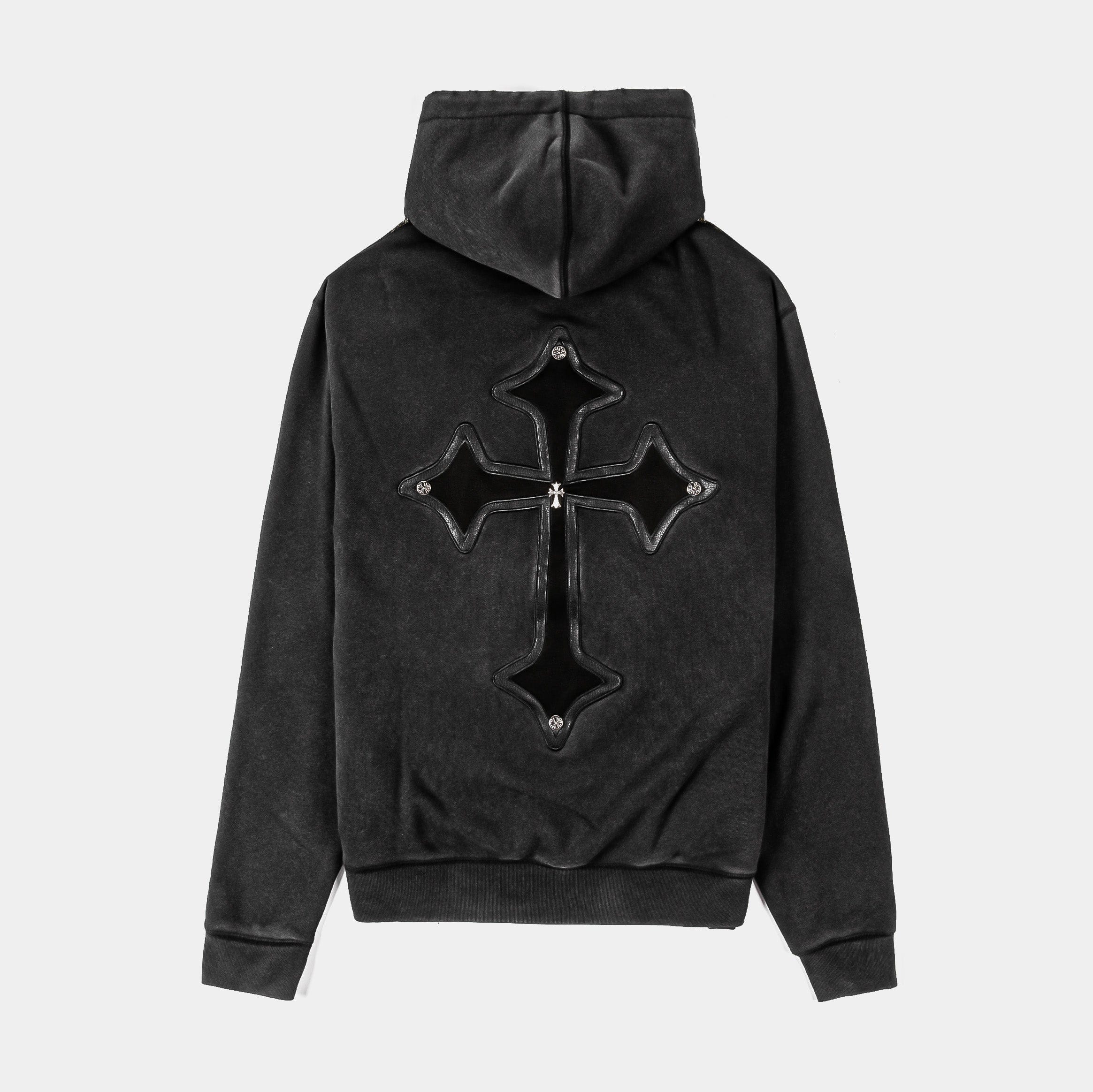 ORIGINAL SIN Neck Bling Washed Pullover Fleece Mens Hoodie (Grey)