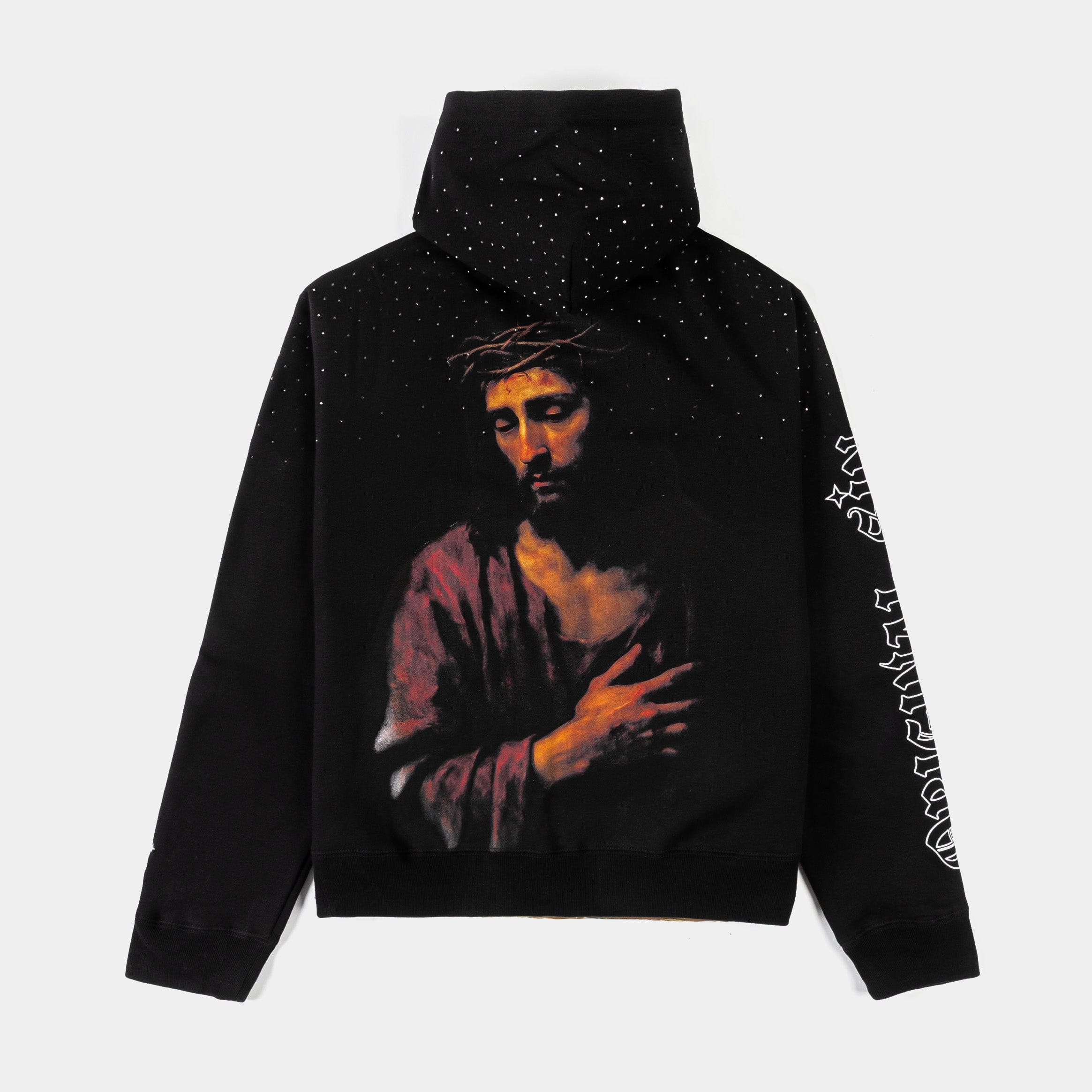 ORIGINAL SIN Jesus Letters Zip Up Mens Hoodie (Black/White)