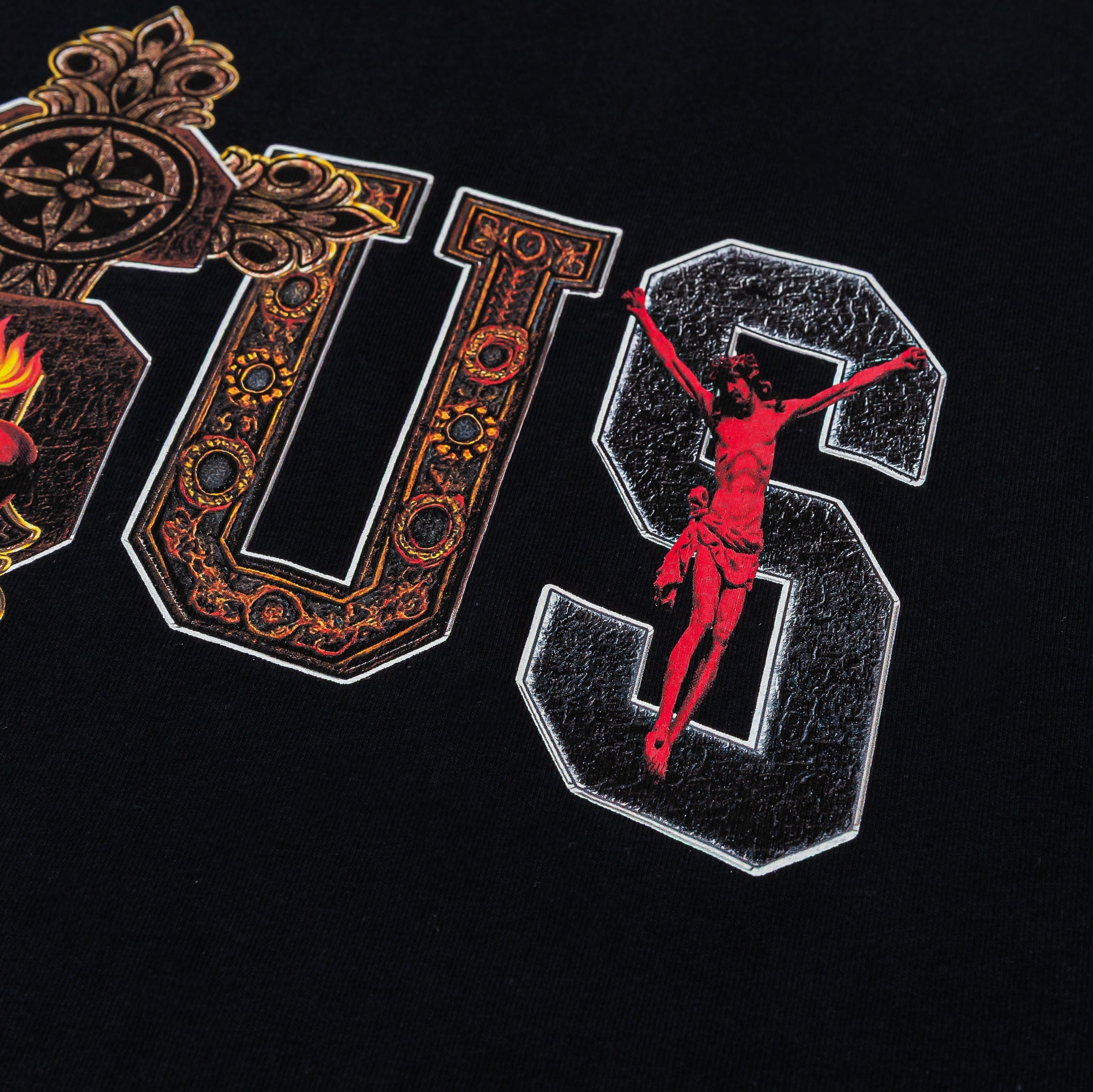 ORIGINAL SIN Jesus Letters Mens Short Sleeve Shirt (Black/Red)