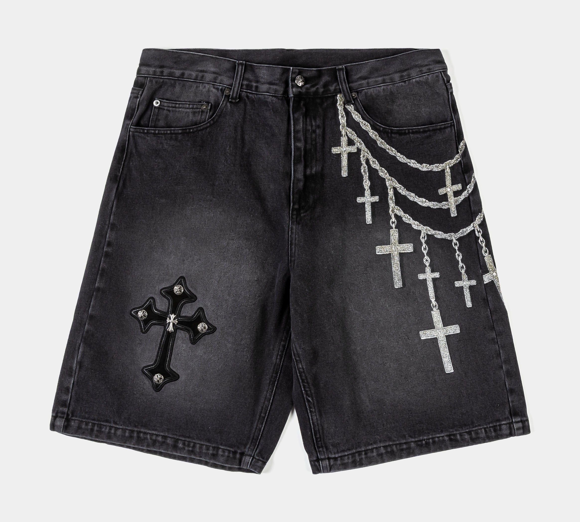 ORIGINAL SIN Chains Denim Mens Shorts (Black)