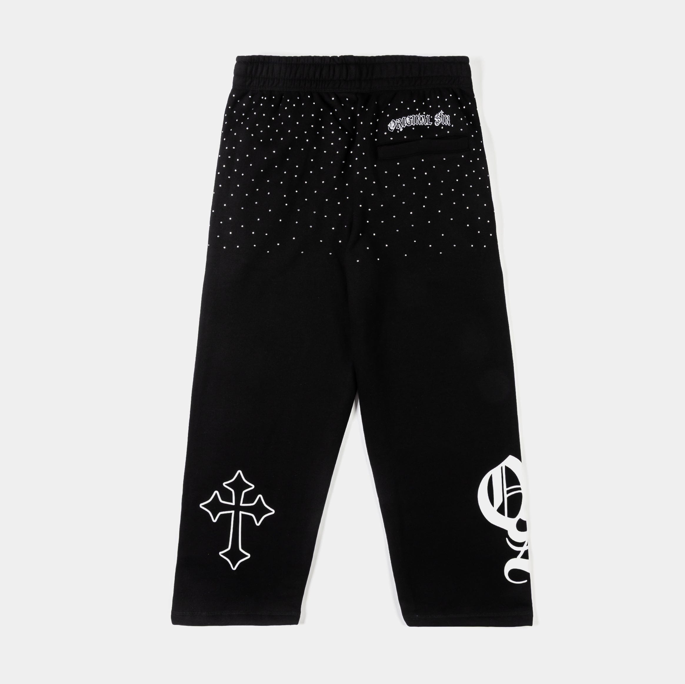 ORIGINAL SIN Rhinestone Mens Sweatpants (Black/White)