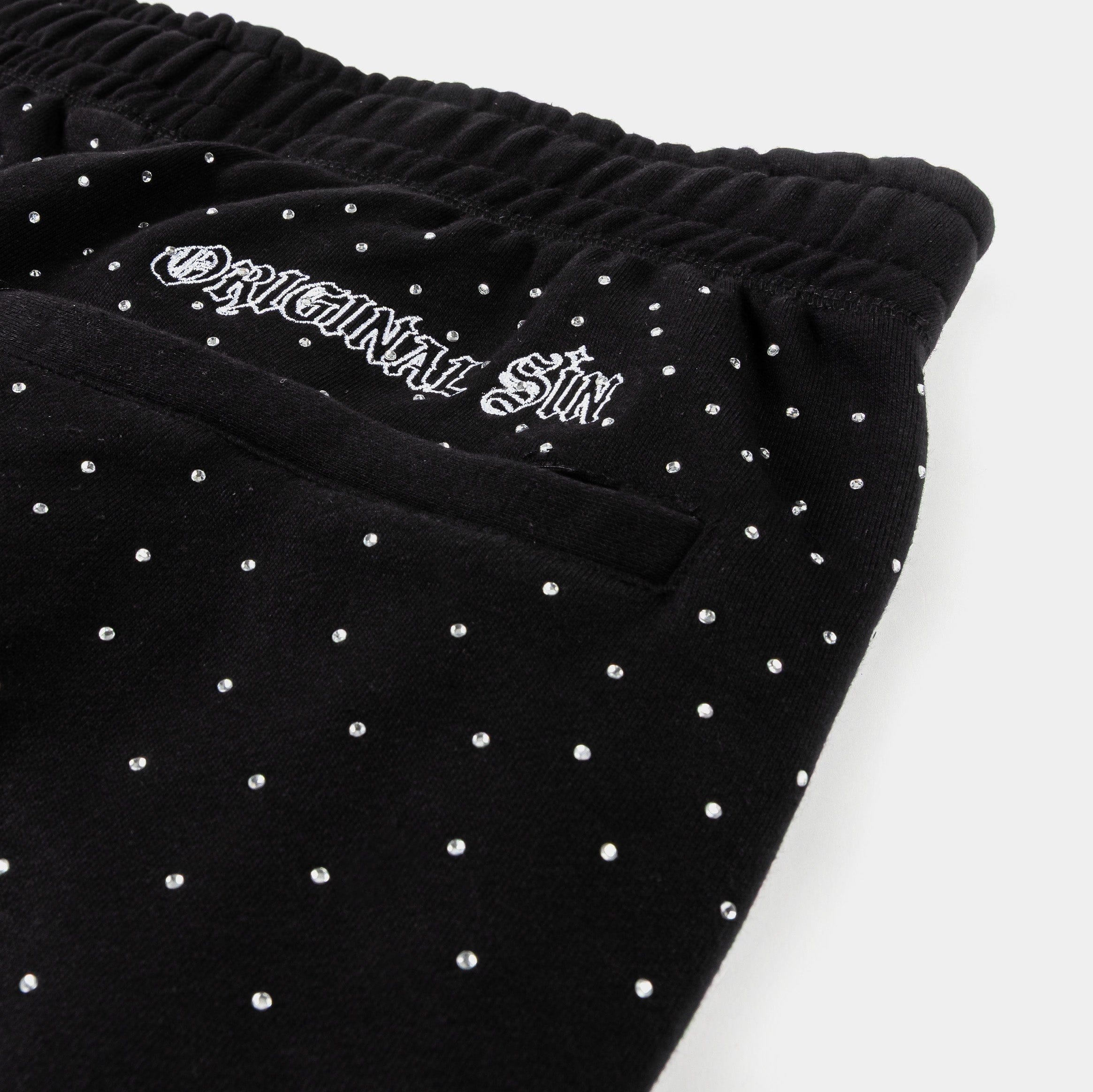 ORIGINAL SIN Rhinestone Mens Sweatpants (Black/White)