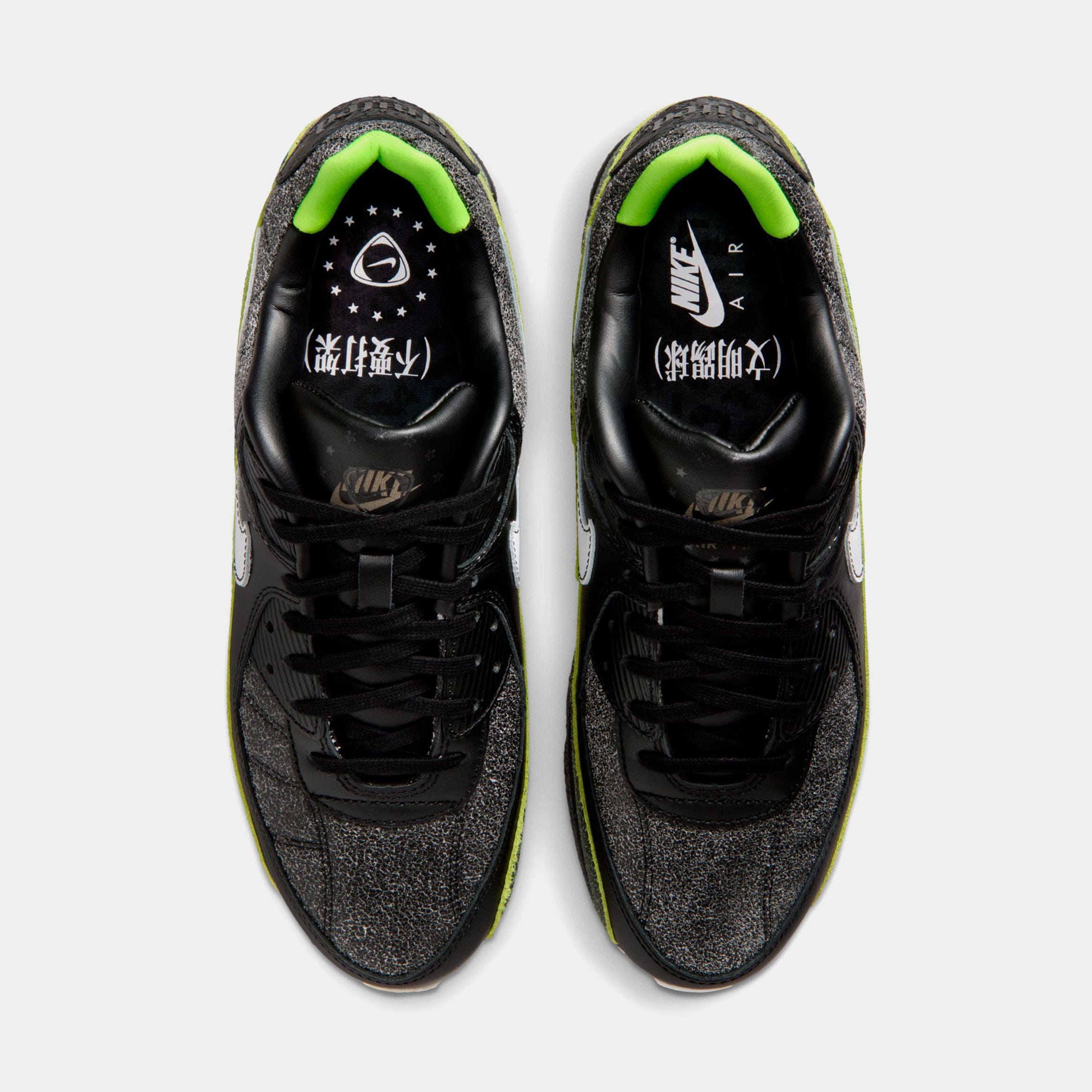 Nike Air Max 90 Tiempo Mens Running Shoes (Black/White/Black/Voltage Green)