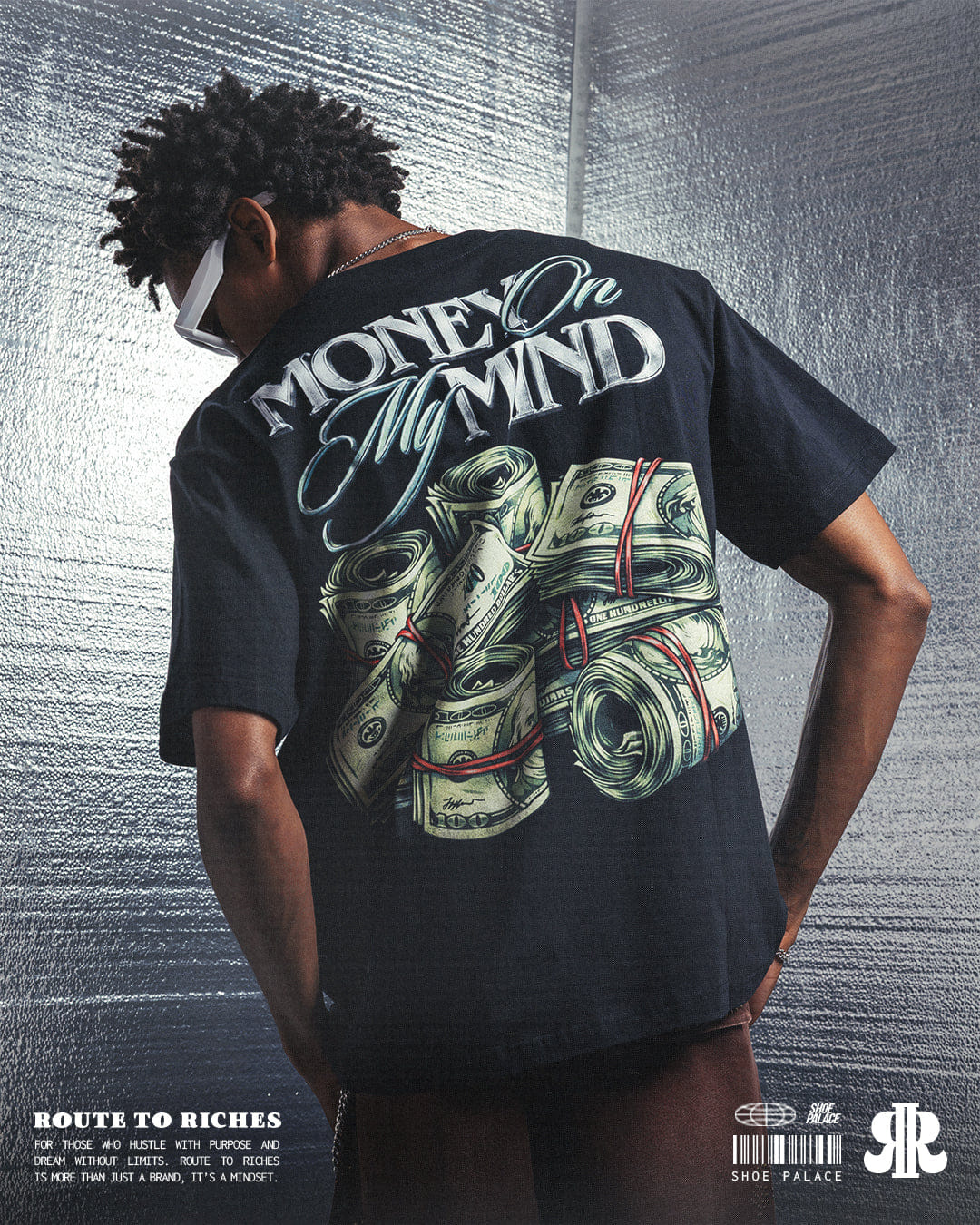 ROUTE TO RICHES Money On Mind Mens Short Sleeve Shirt (Black/Green)
