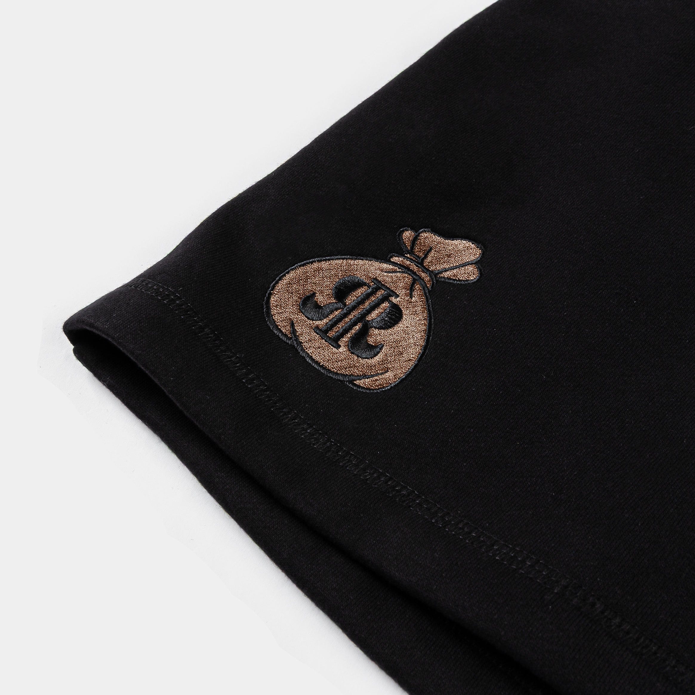 ROUTE TO RICHES Money Talks Long Fleece Mens Shorts (Black/White)