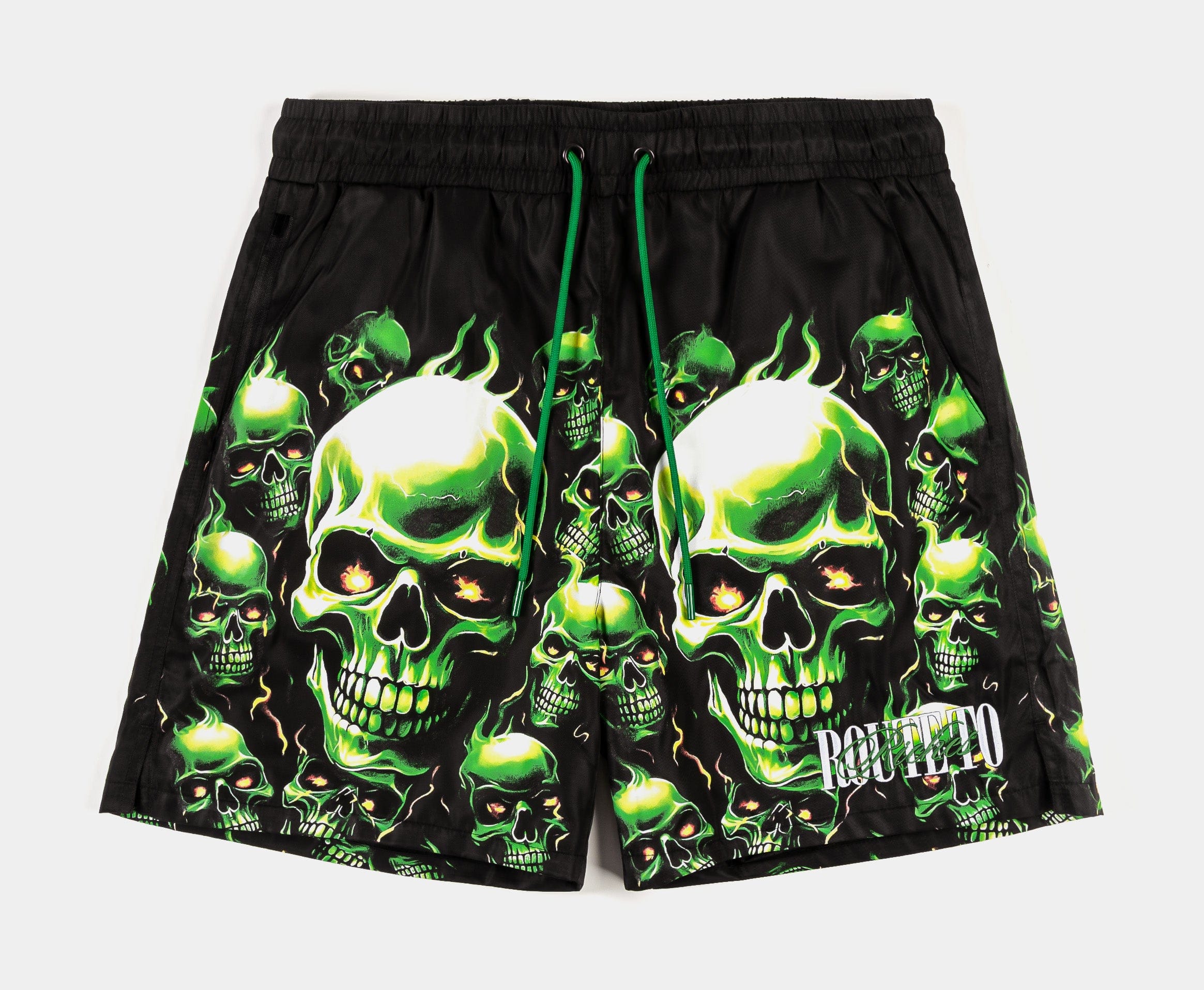 ROUTE TO RICHES Skulls Hybrid Mens Shorts (Black/Green)