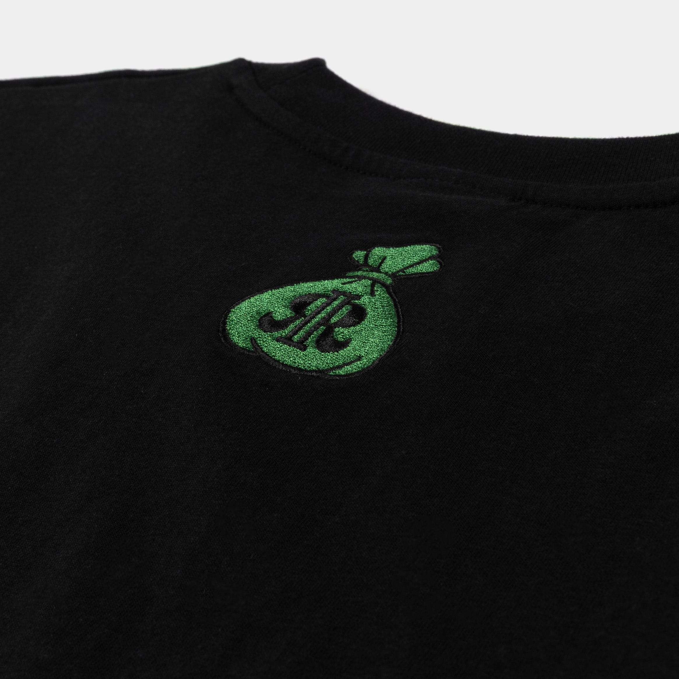 ROUTE TO RICHES Green Skulls Men Short Sleeve Shirt (Black/Green)