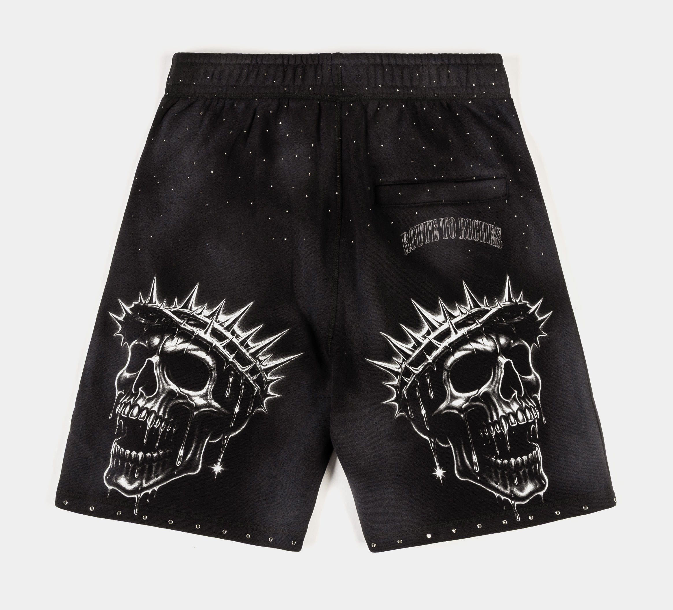 ROUTE TO RICHES Crown Of Thorns Long Washed Mens Shorts (Grey/White)