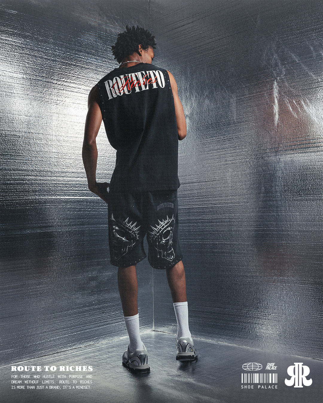ROUTE TO RICHES Crown Of Thorns Cut Off Washed Mens Tank Top (Black/White)