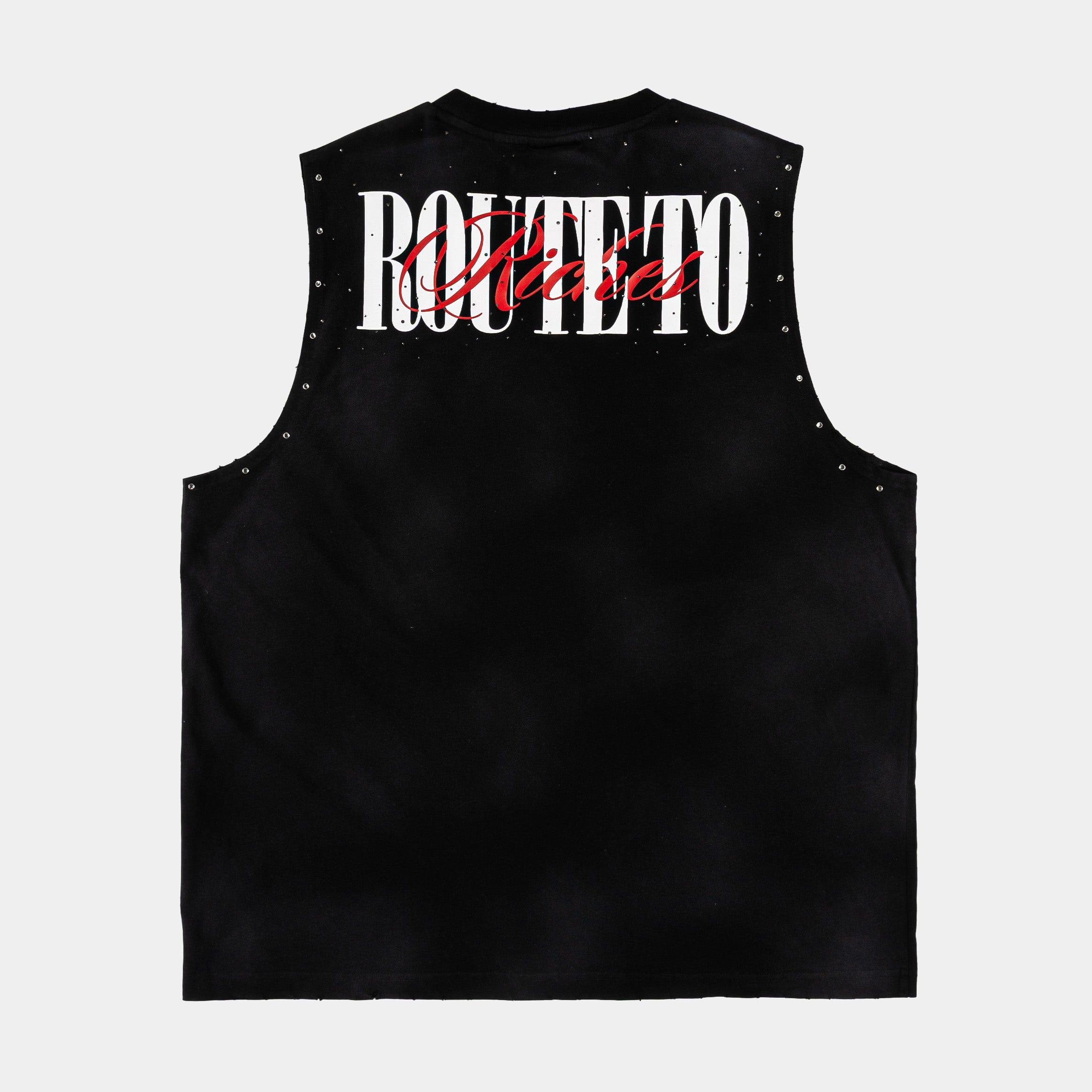 ROUTE TO RICHES Crown Of Thorns Cut Off Washed Mens Tank Top (Black/White)