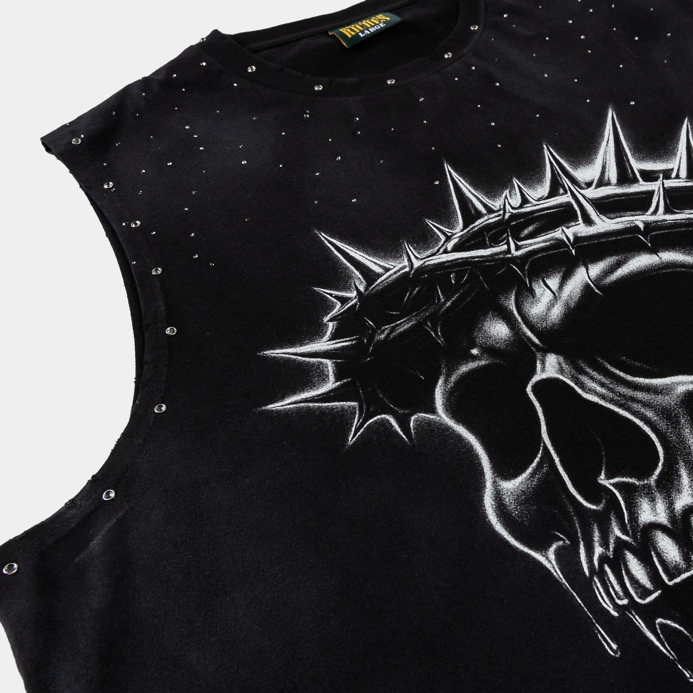 ROUTE TO RICHES Crown Of Thorns Cut Off Washed Mens Tank Top (Black/White)