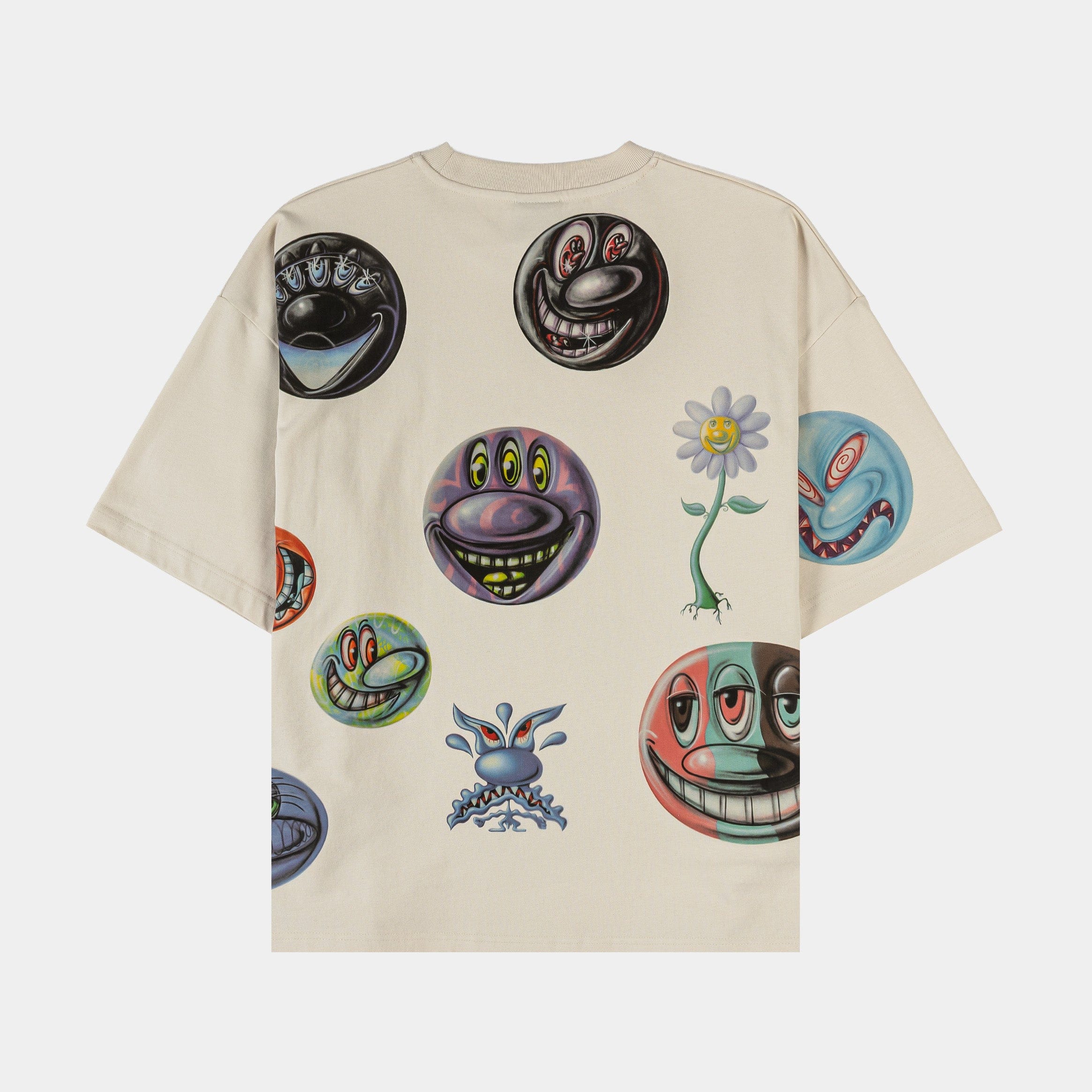 KENNY SCHARF X SP SP x Kenny Scharf All Over Print Washed Mens Short Sleeve Shirt (Cream/Multicolor)