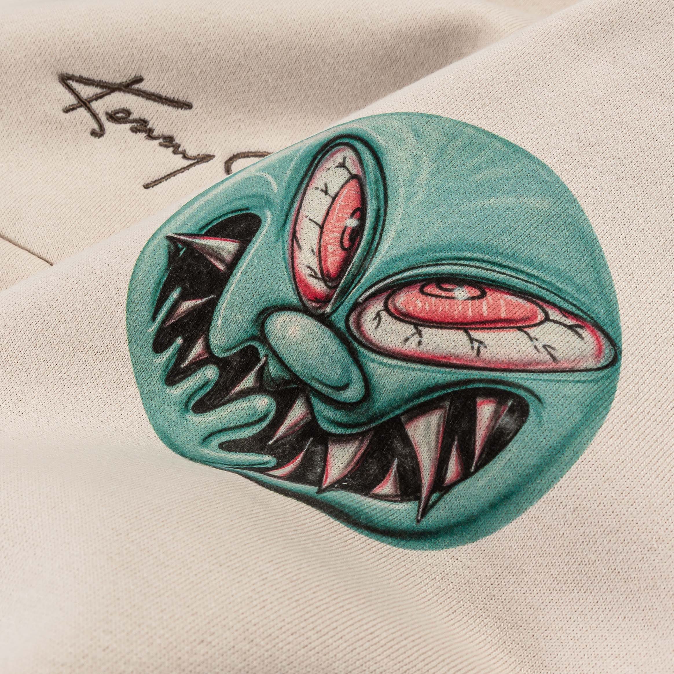 KENNY SCHARF X SP SP x Kenny Scharf Quarter Zip Up Mens Long Sleeve Shirt (Cream/Blue)