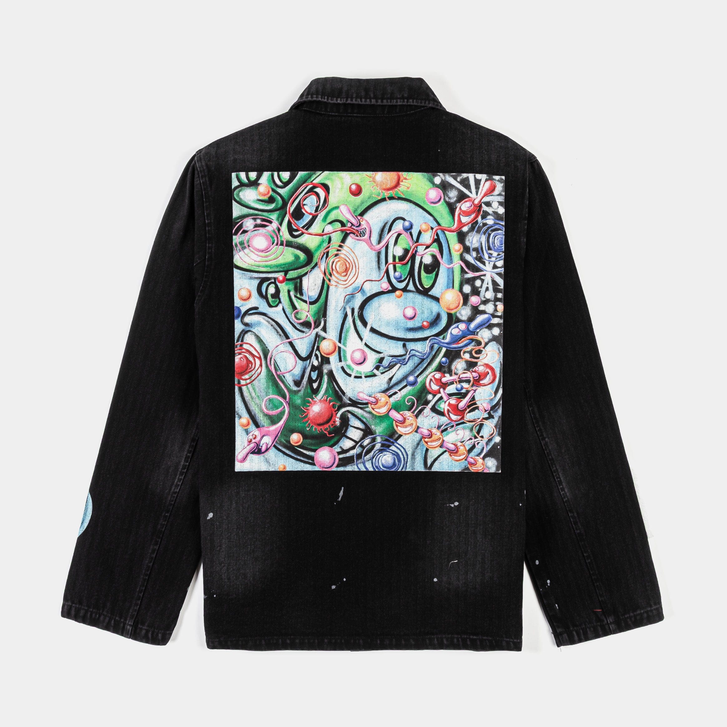 KENNY SCHARF X SP SP x Kenny Scharf All Over Print Chore Washed Mens Jacket (Black/Multicolor)