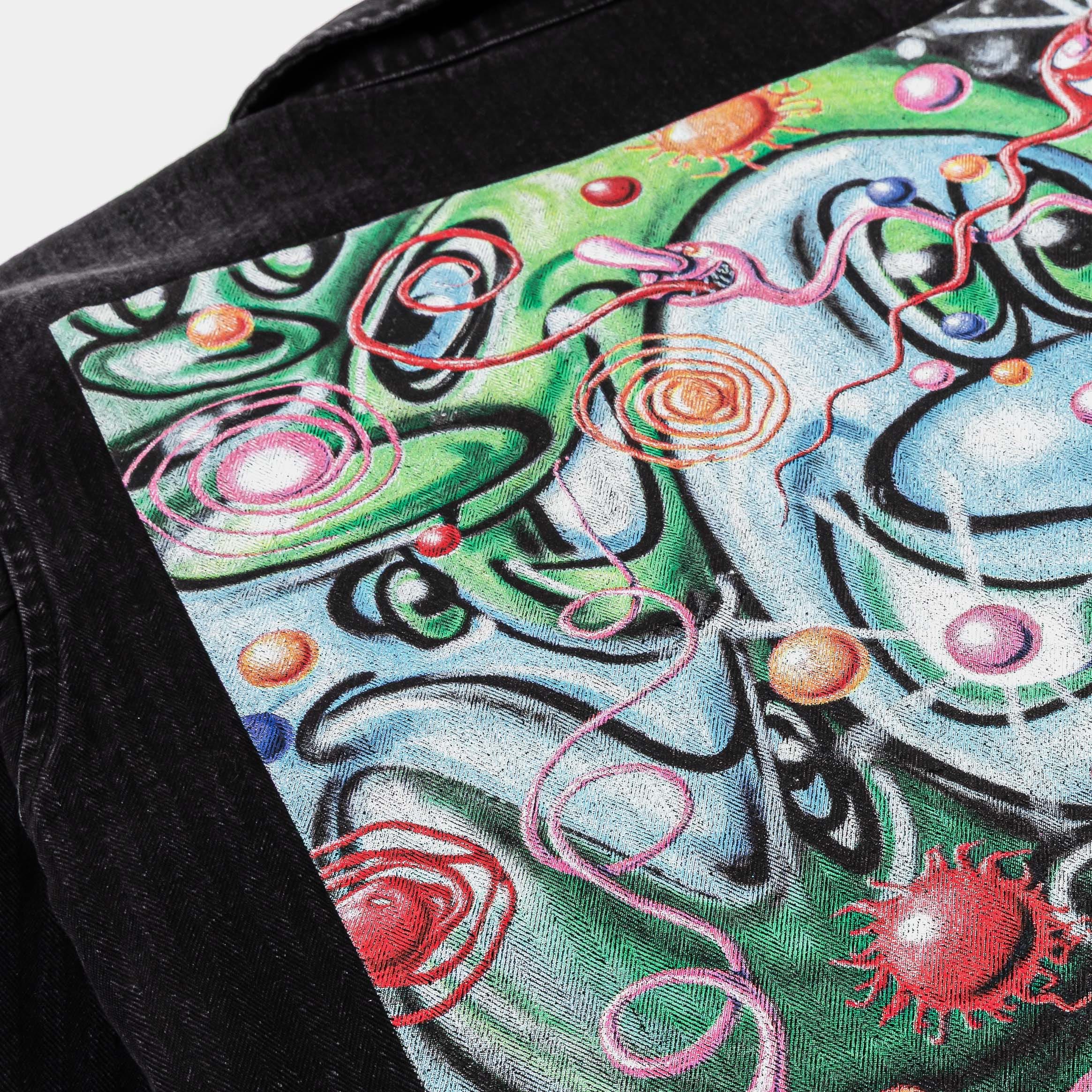 KENNY SCHARF X SP SP x Kenny Scharf All Over Print Chore Washed Mens Jacket (Black/Multicolor)