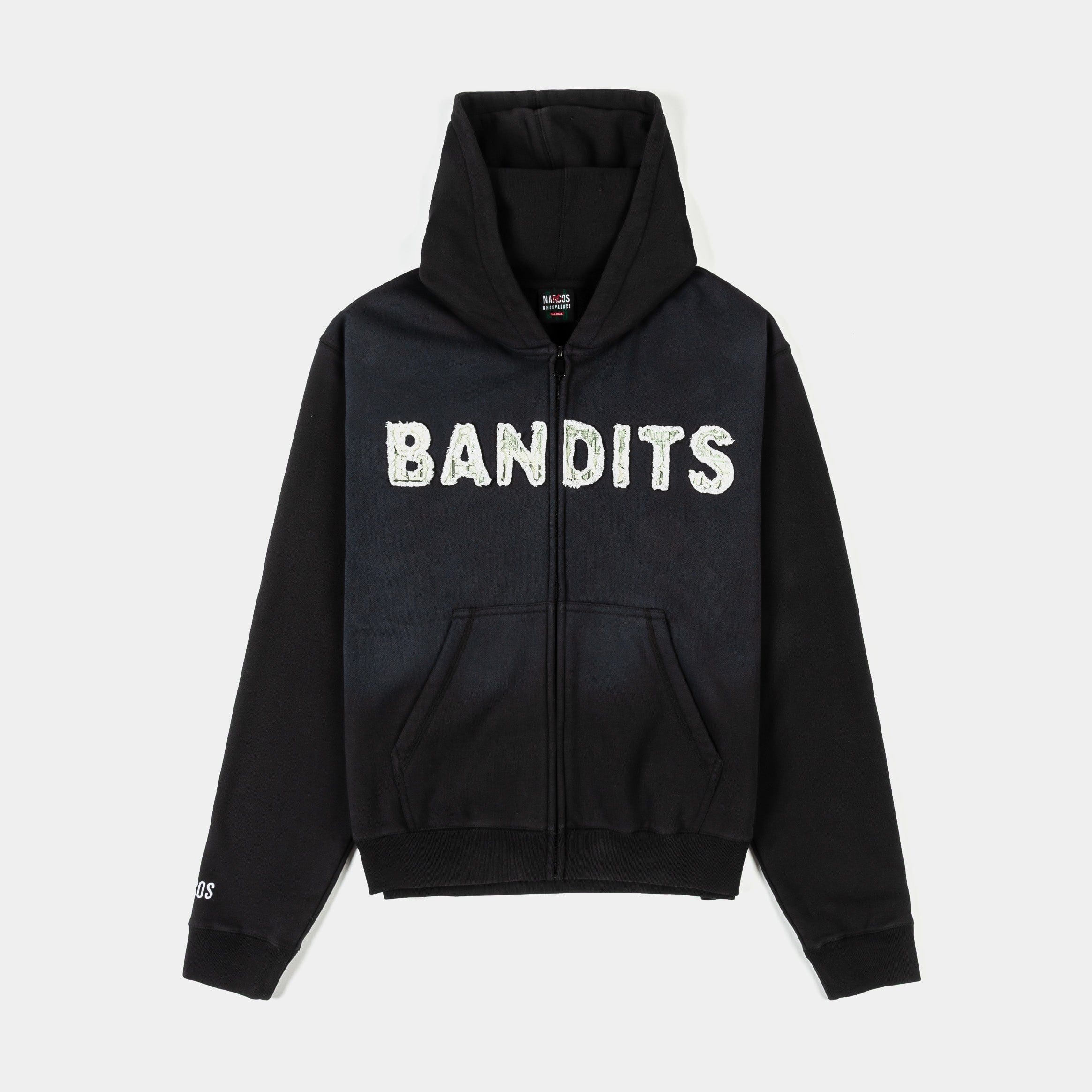 NARCOS X SP SP x Narcos Bandits Zip Up Washed Mens Hoodie (Black/Green)