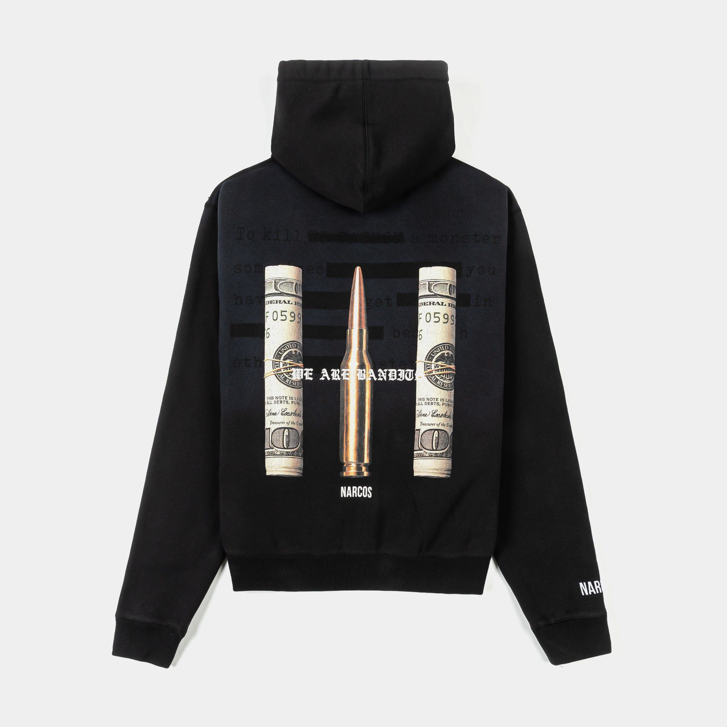 NARCOS X SP SP x Narcos Bandits Zip Up Washed Mens Hoodie (Black/Green)