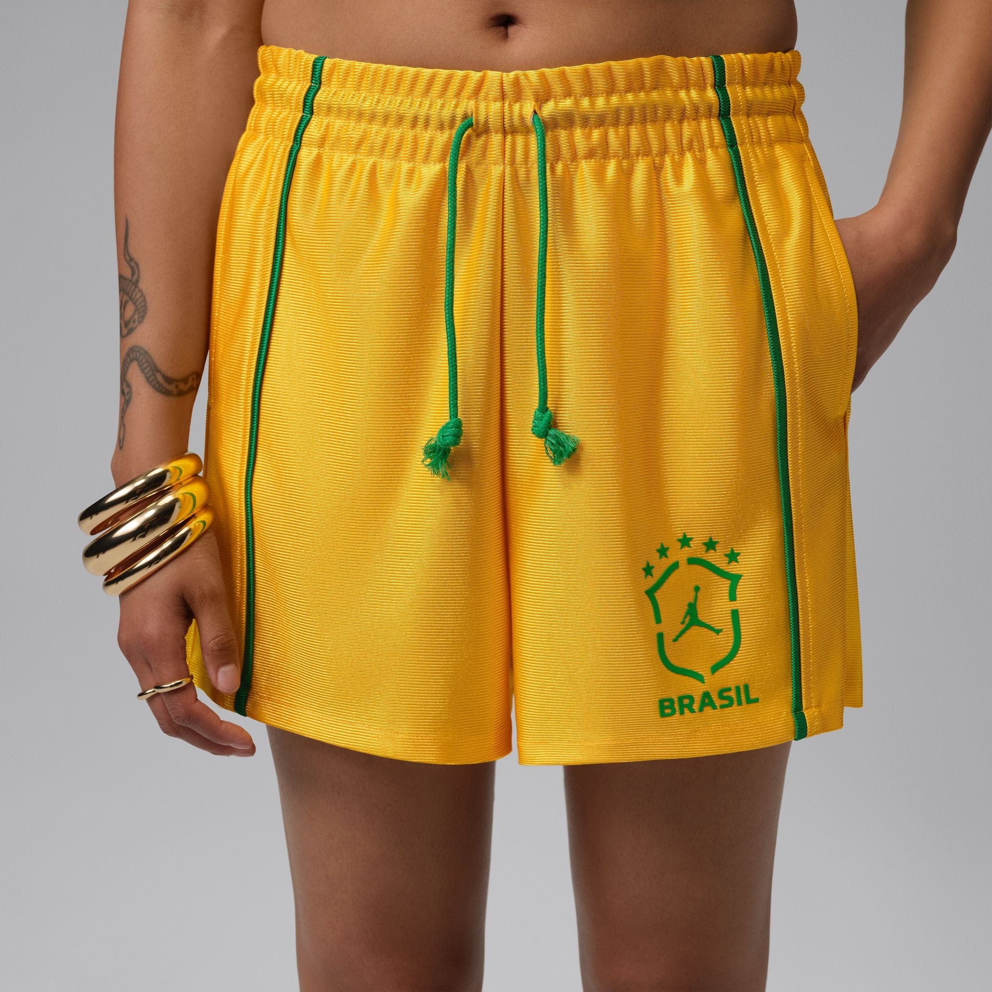 Air Jordan Womens Jordan Brooklyn Knit Brazil Shorts 'Varsity Maize'