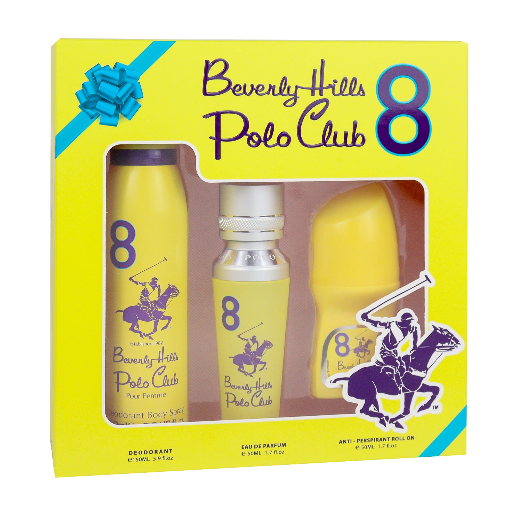 Beverly Hills Polo Club No.8 Gift Set for Women EDP Deodorant 175ml + 50ml + Antiperspirant Roll On 50ml