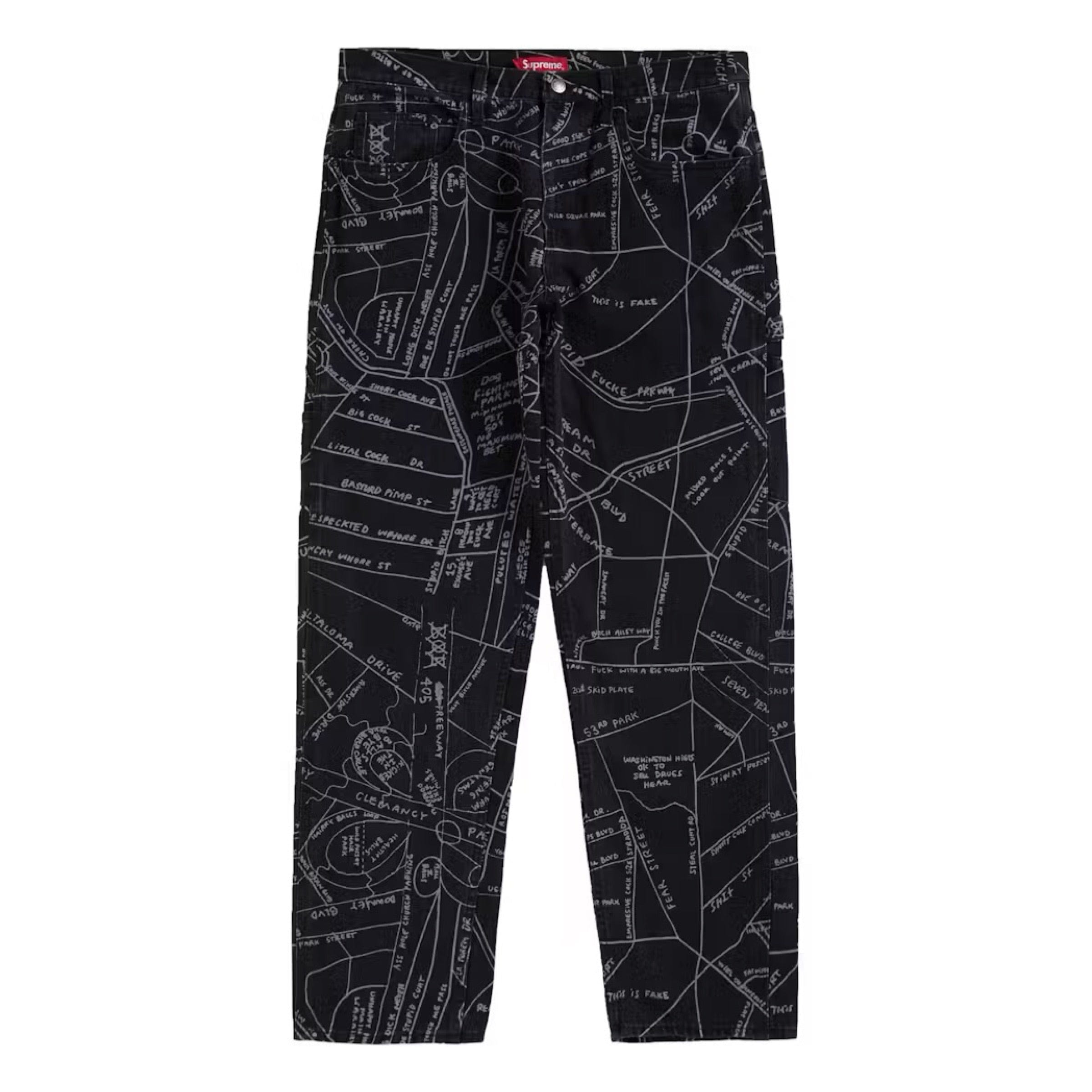 Supreme Gonz Map Denim Painter Pant - Washed Black (SS19)