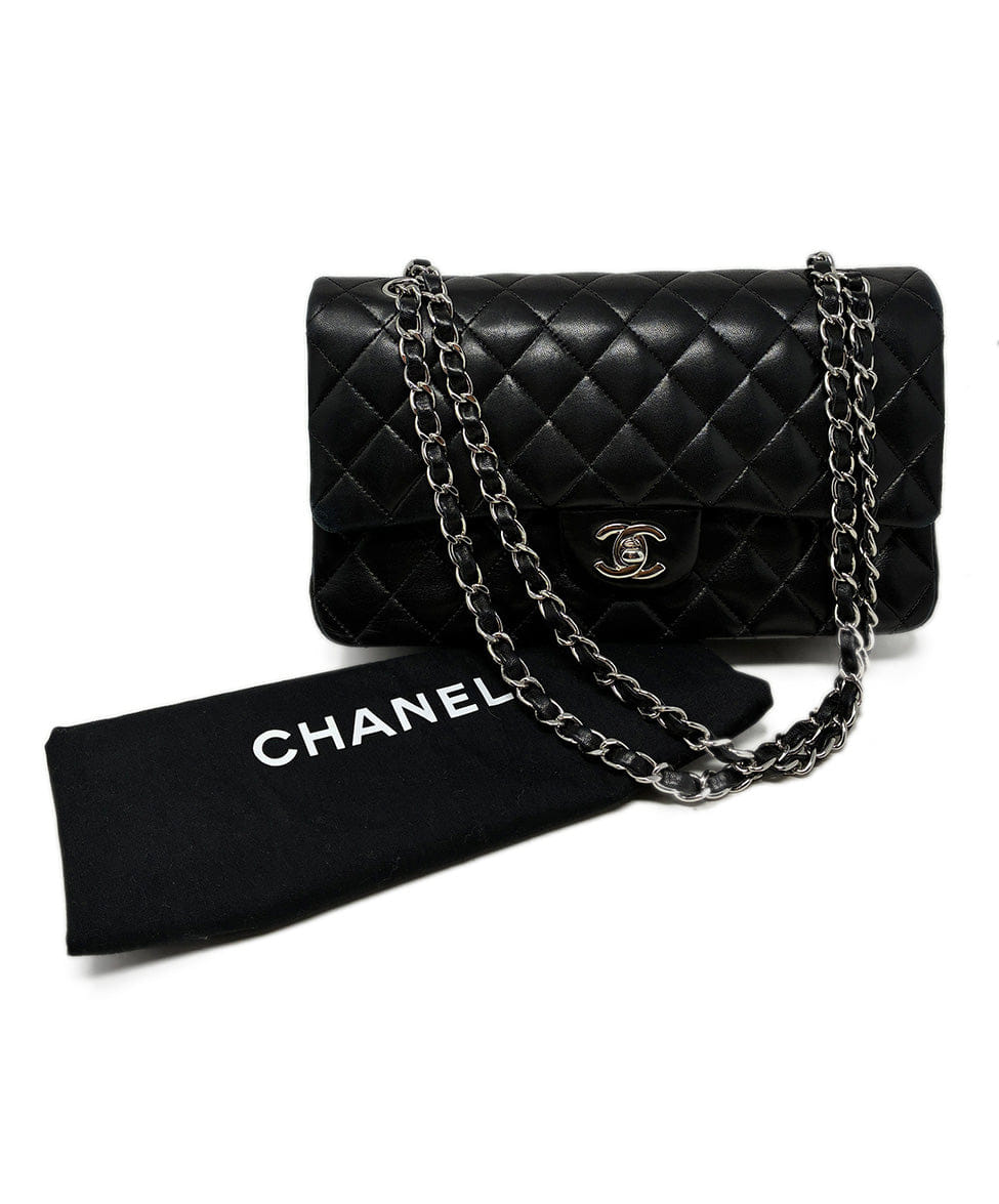 CHANEL Double Flap, Medium Black Lambskin Handbag