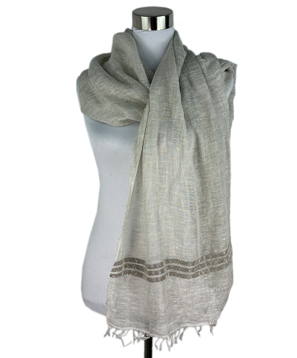 Fabiana Filippi Grey Metallic Trim Scarf