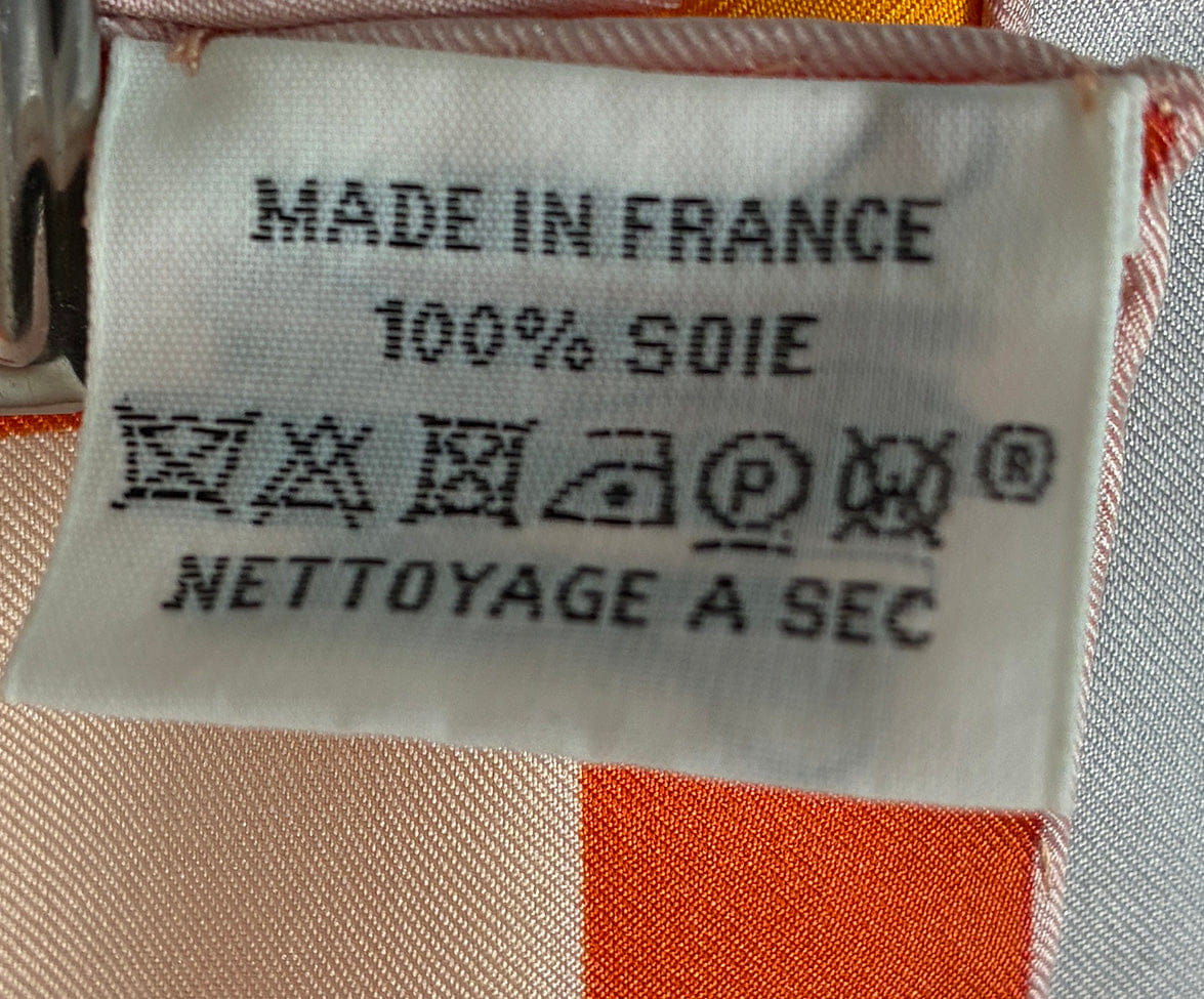 Hermes Harnais de Cour en Patch Orange Silk Scarf
