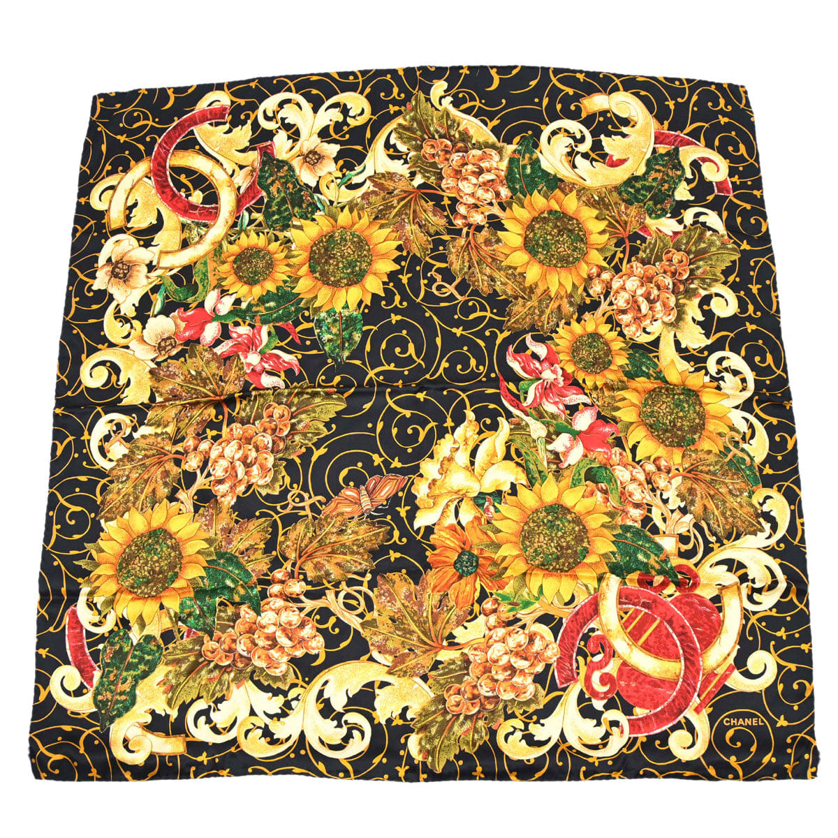 Chanel Black Scarf Sunflower Small Good