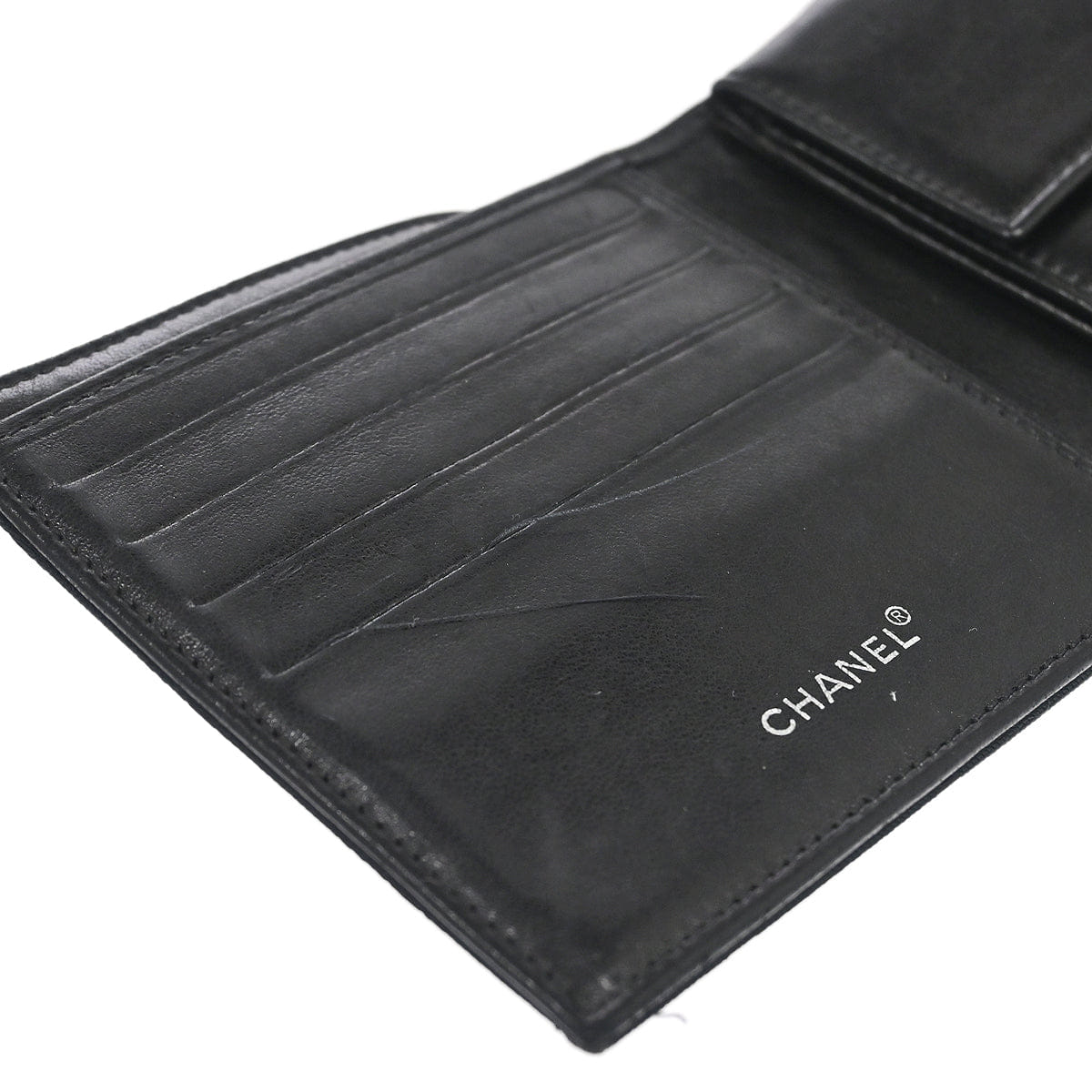 Chanel 2000-2002 Black Jacquard Nylon Travel Line Bifold Wallet