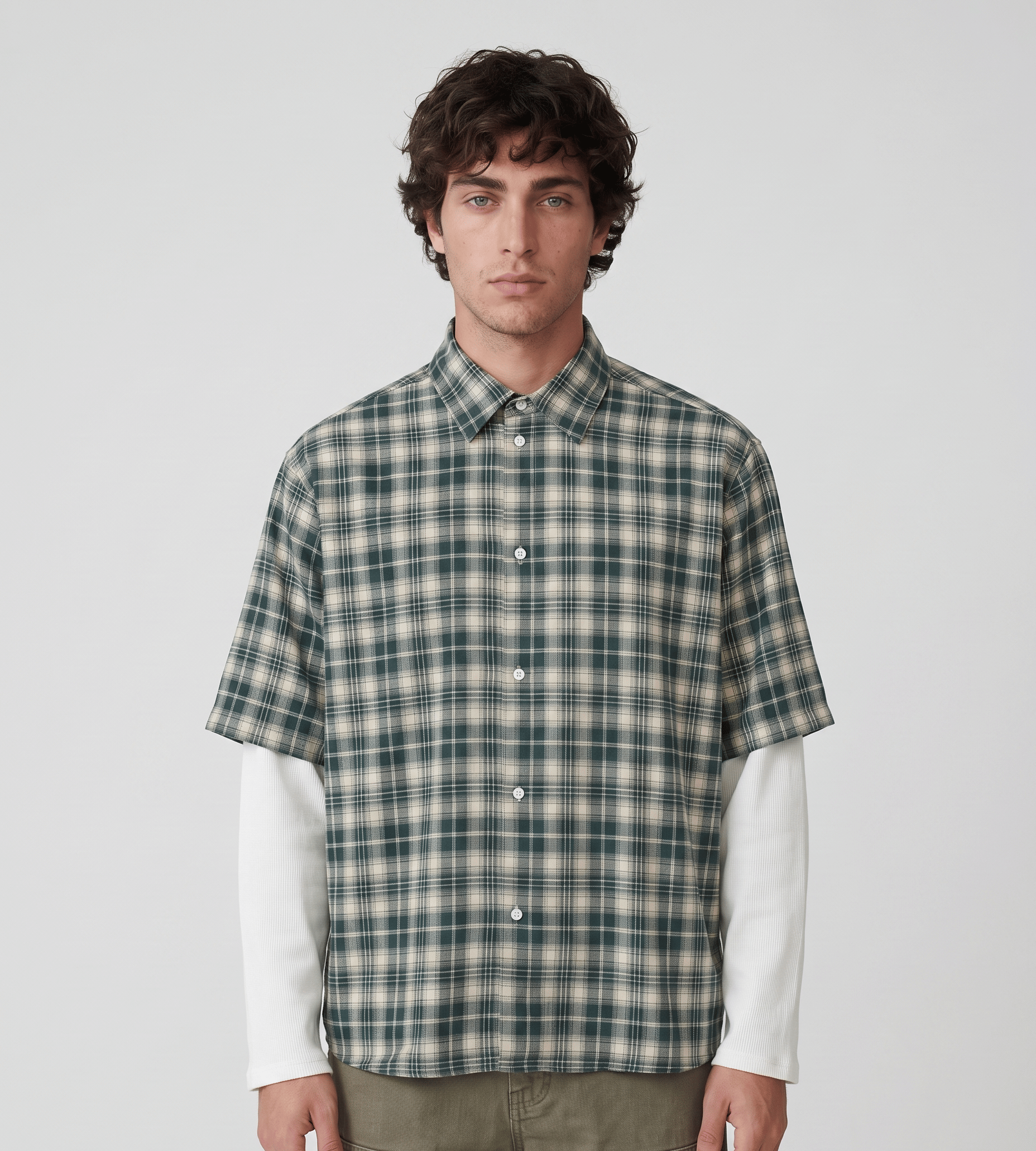 New Amsterdam Surf Association Double Layer Shirt Green White Check