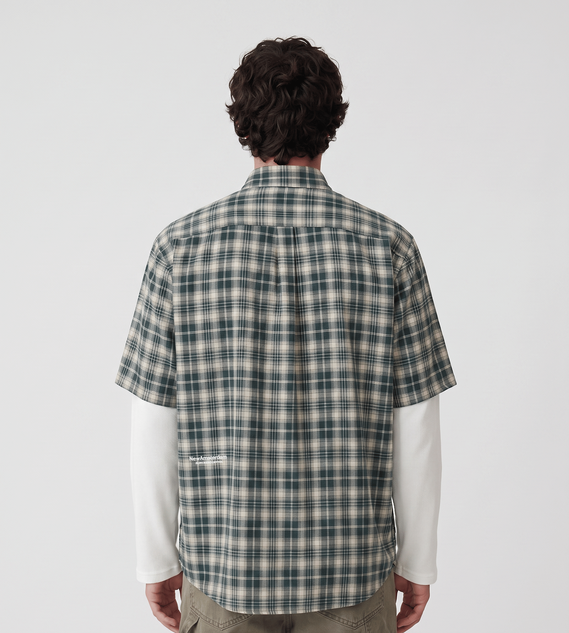 New Amsterdam Surf Association Double Layer Shirt Green White Check
