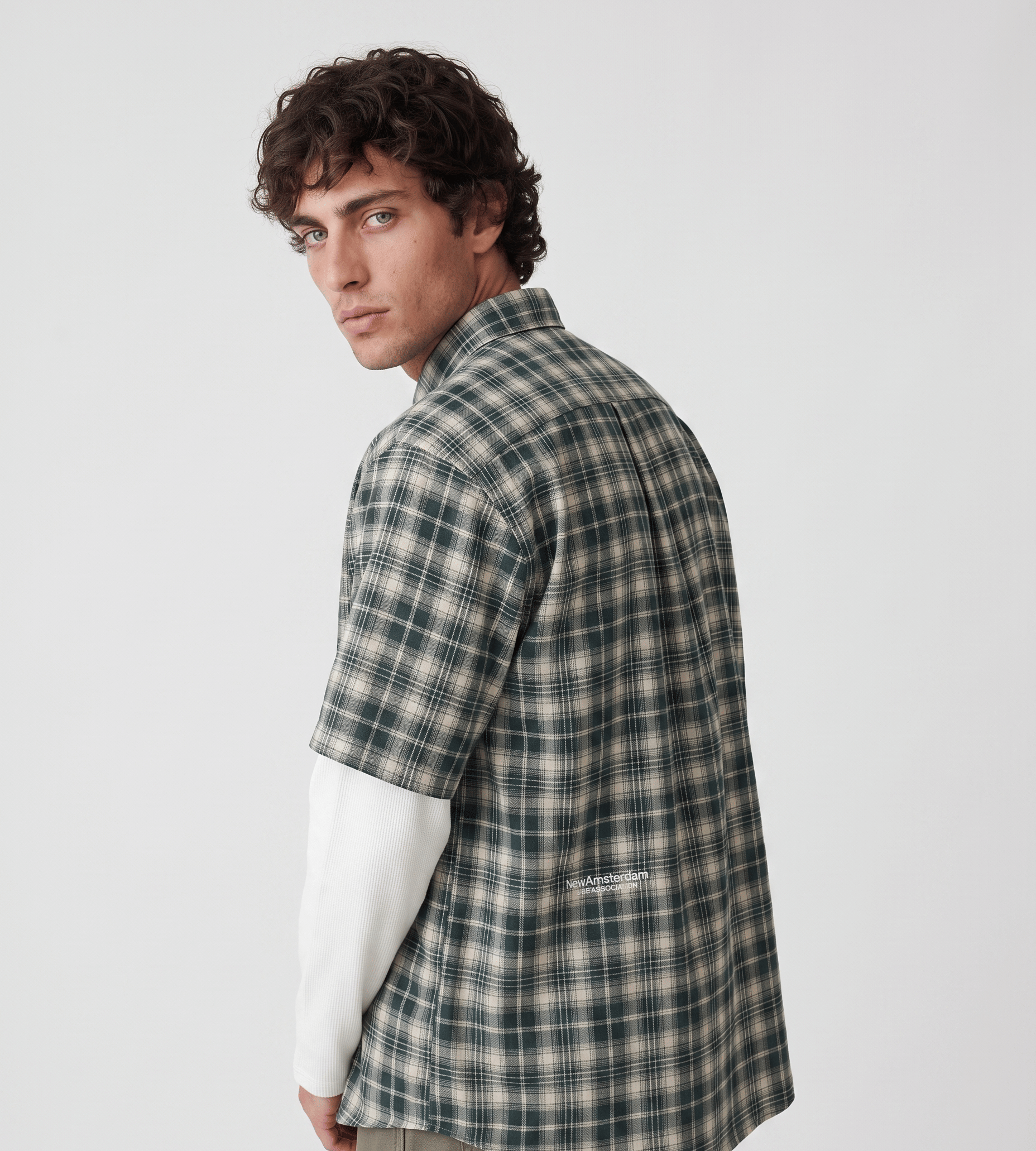 New Amsterdam Surf Association Double Layer Shirt Green White Check