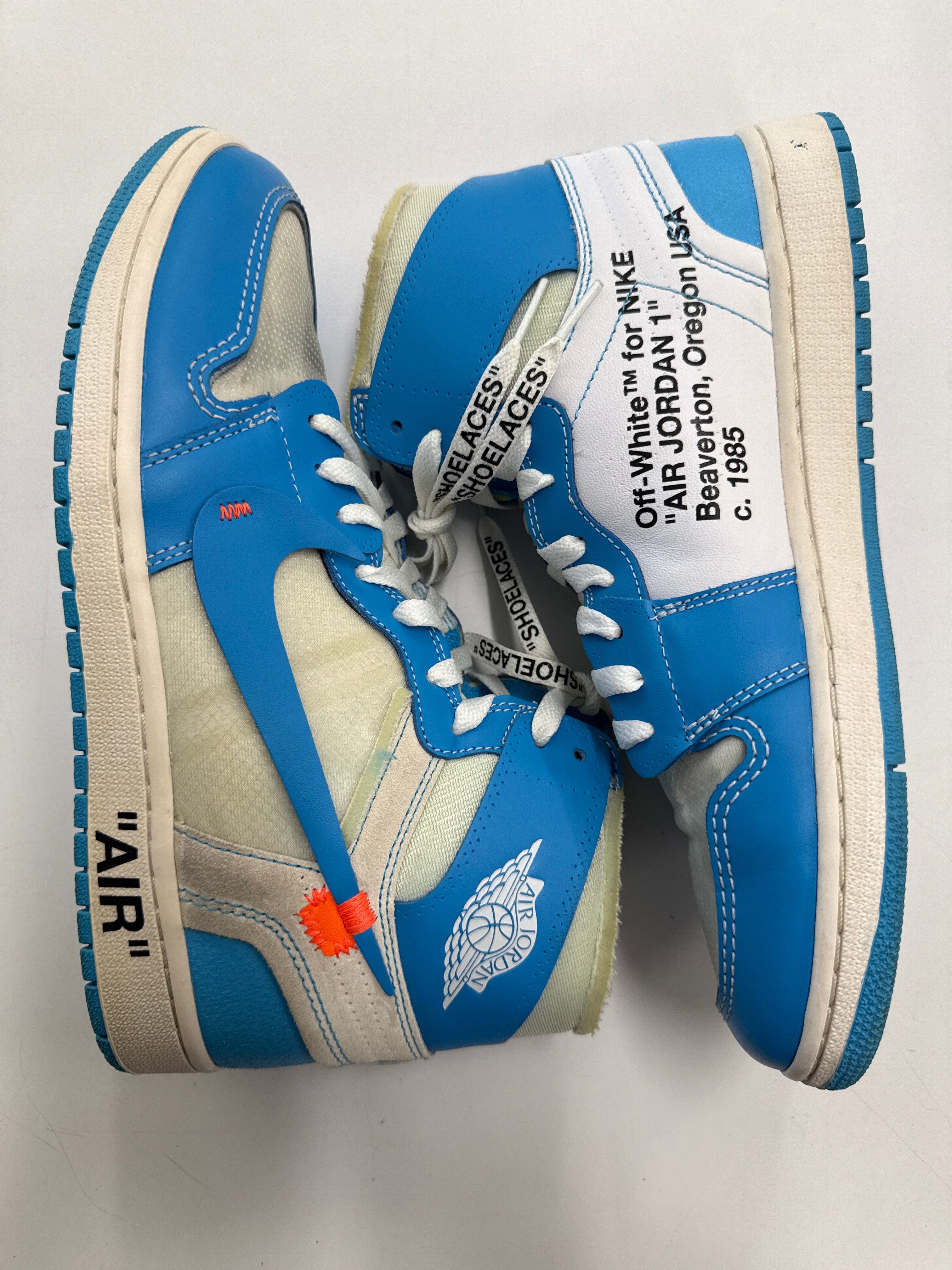 OFF WHITE AIR JORDAN 1 HIGH UNIVERSITY BLUE - SIZE 10 (WORN)