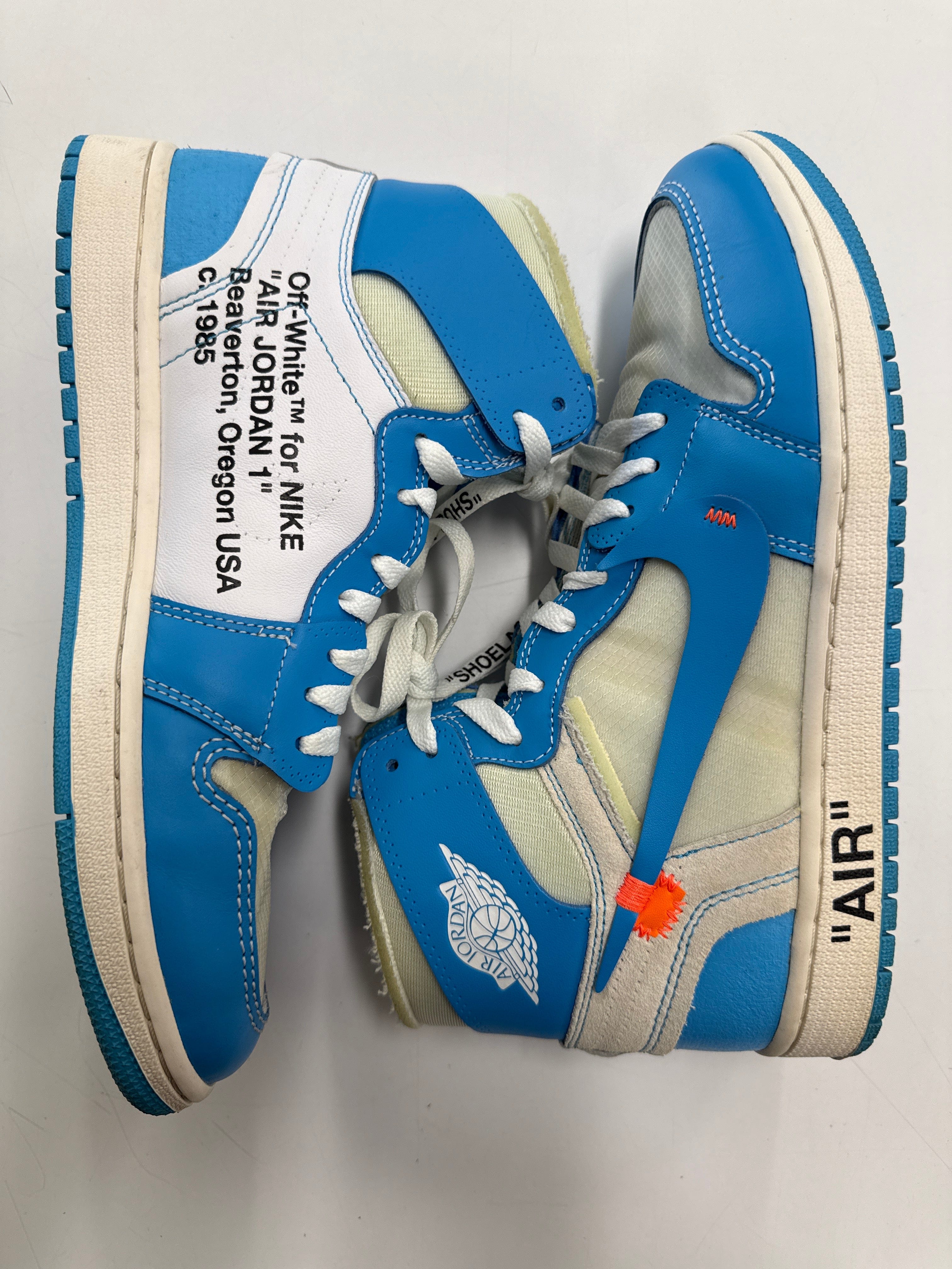 OFF WHITE AIR JORDAN 1 HIGH UNIVERSITY BLUE - SIZE 10 (WORN)