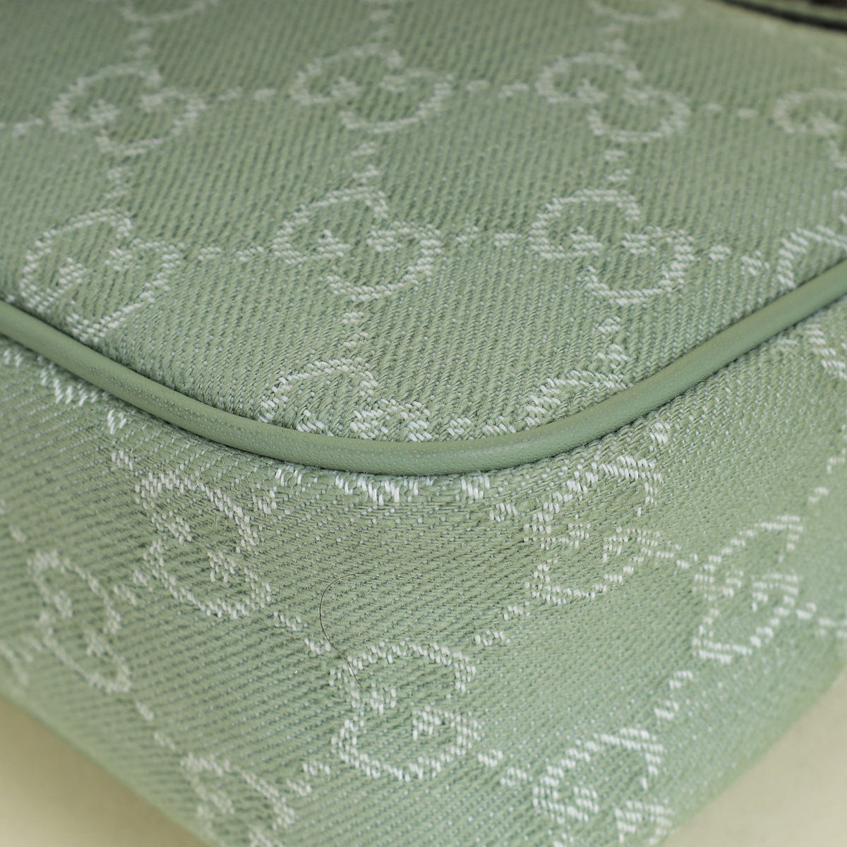 Gucci Pale Green Ophidia Denim Small Shoulder Bag