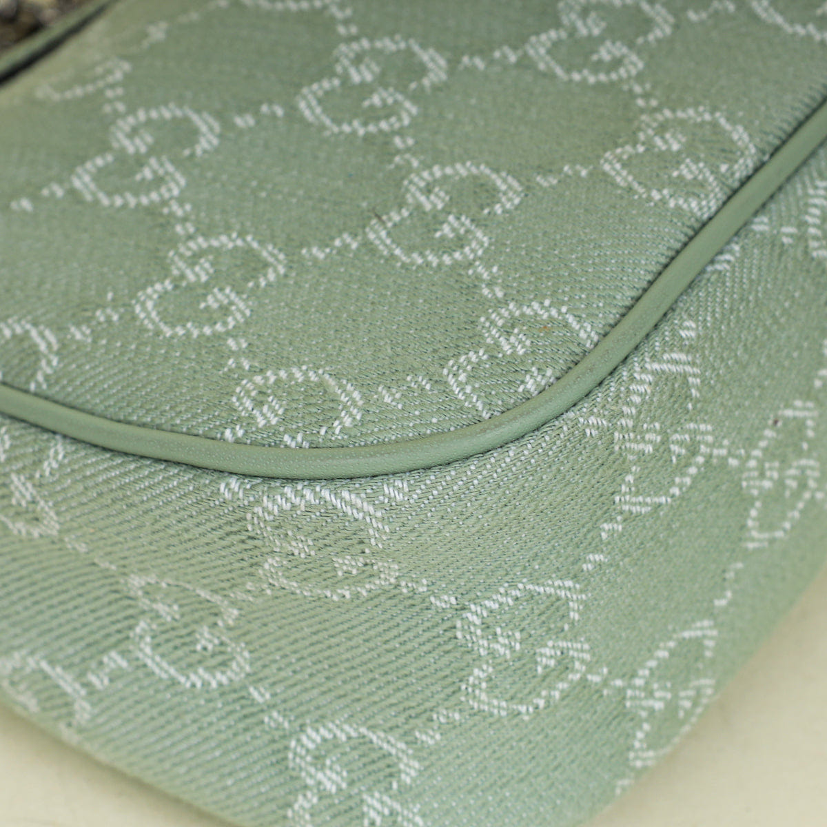 Gucci Pale Green Ophidia Denim Small Shoulder Bag