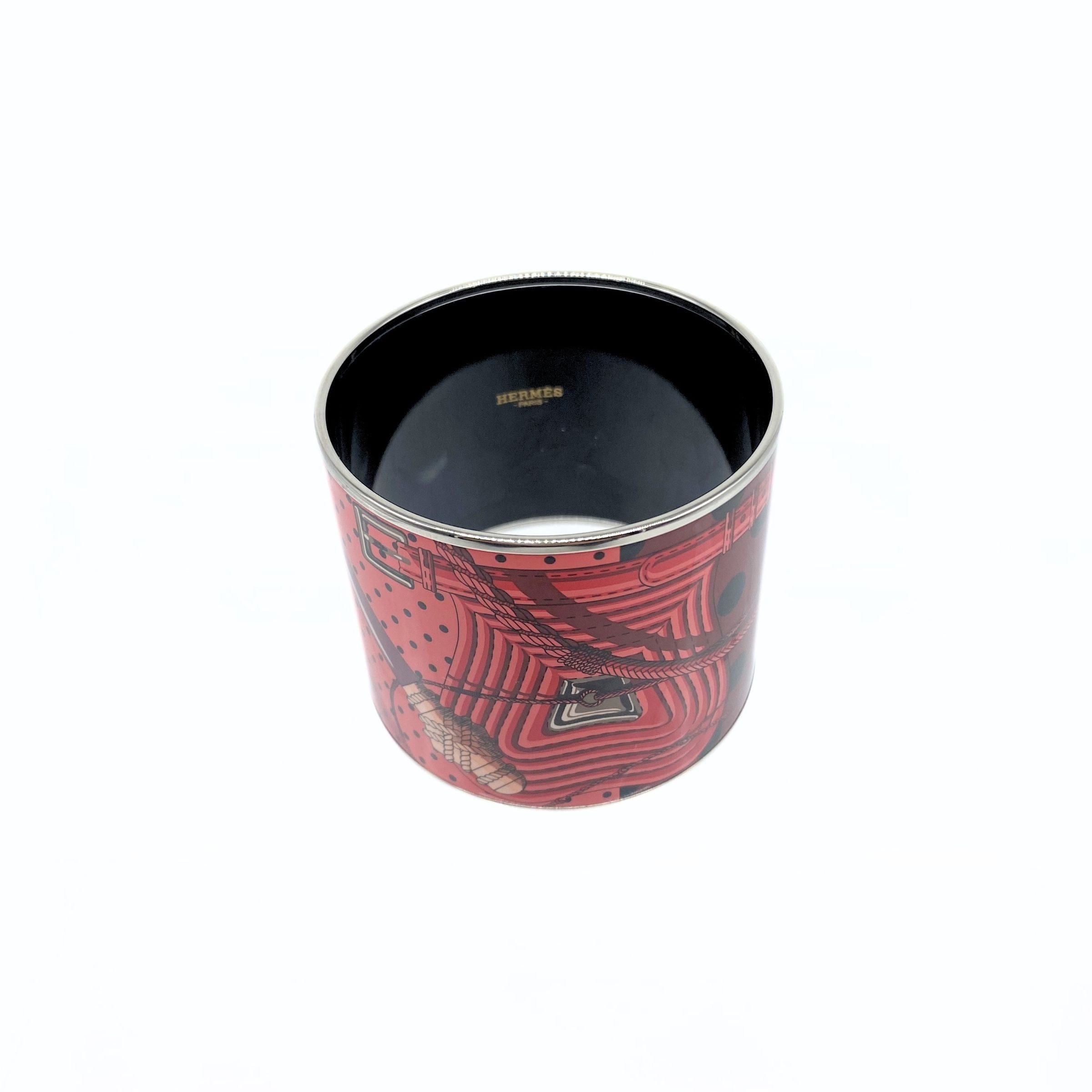 Hermès Polka Dot xl Bracelet 18 CM Red, Enamel Bangle