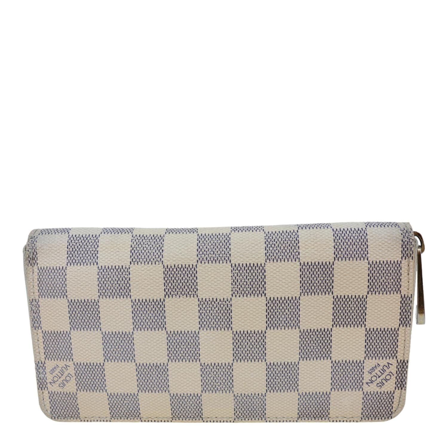 LOUIS VUITTON Damier Azur Zippy Wallet White