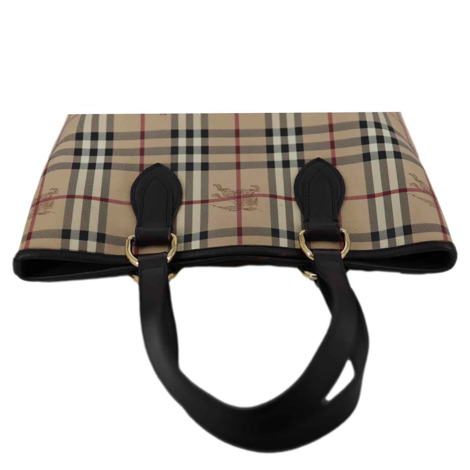 BURBERRY Onslow Haymarket Check Coated Canvas Tote Bag Beige